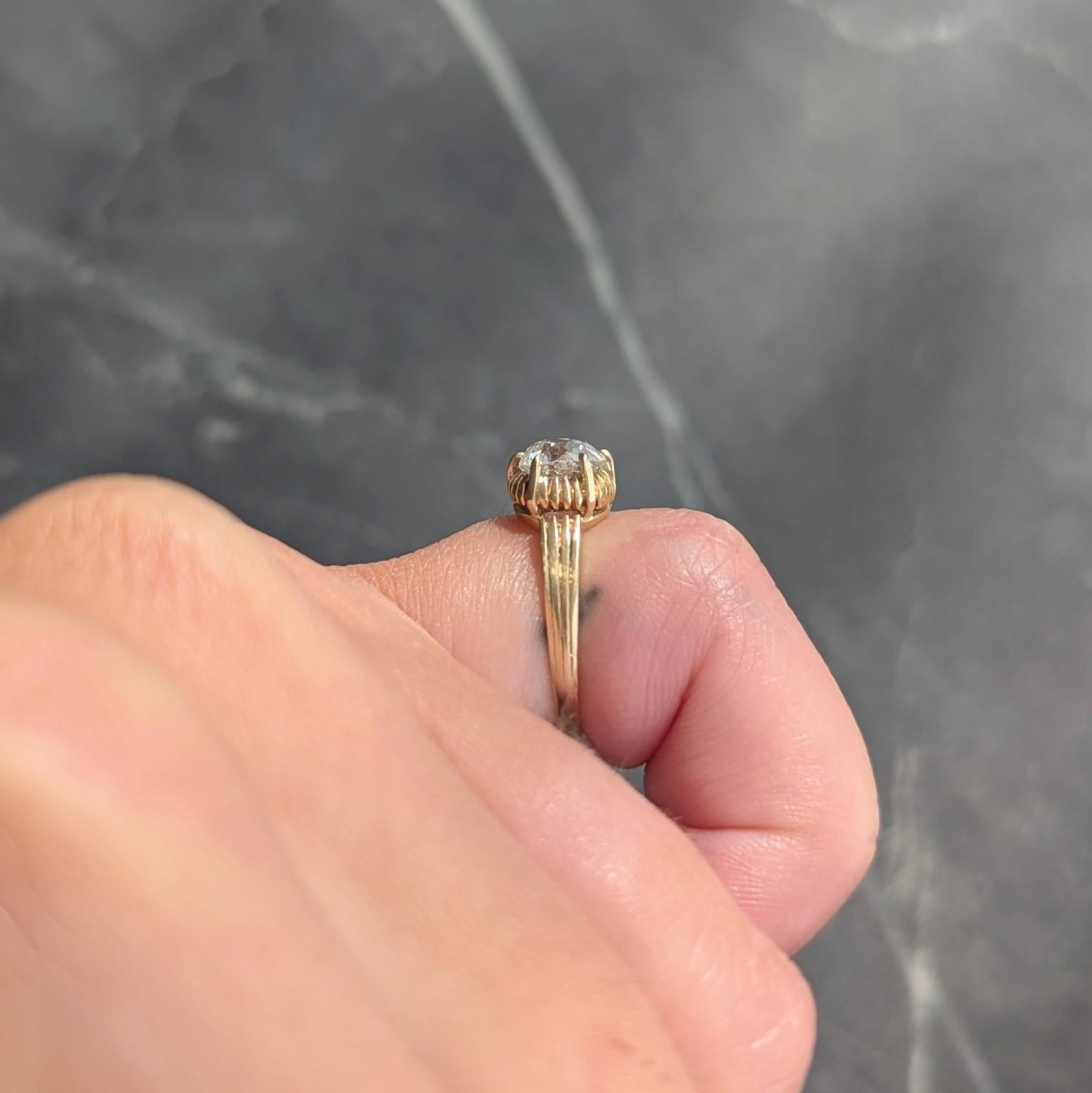 Victorian 0.86 Old Mine Cut Diamond 14K Gold Antique Solitaire Engagement Ring