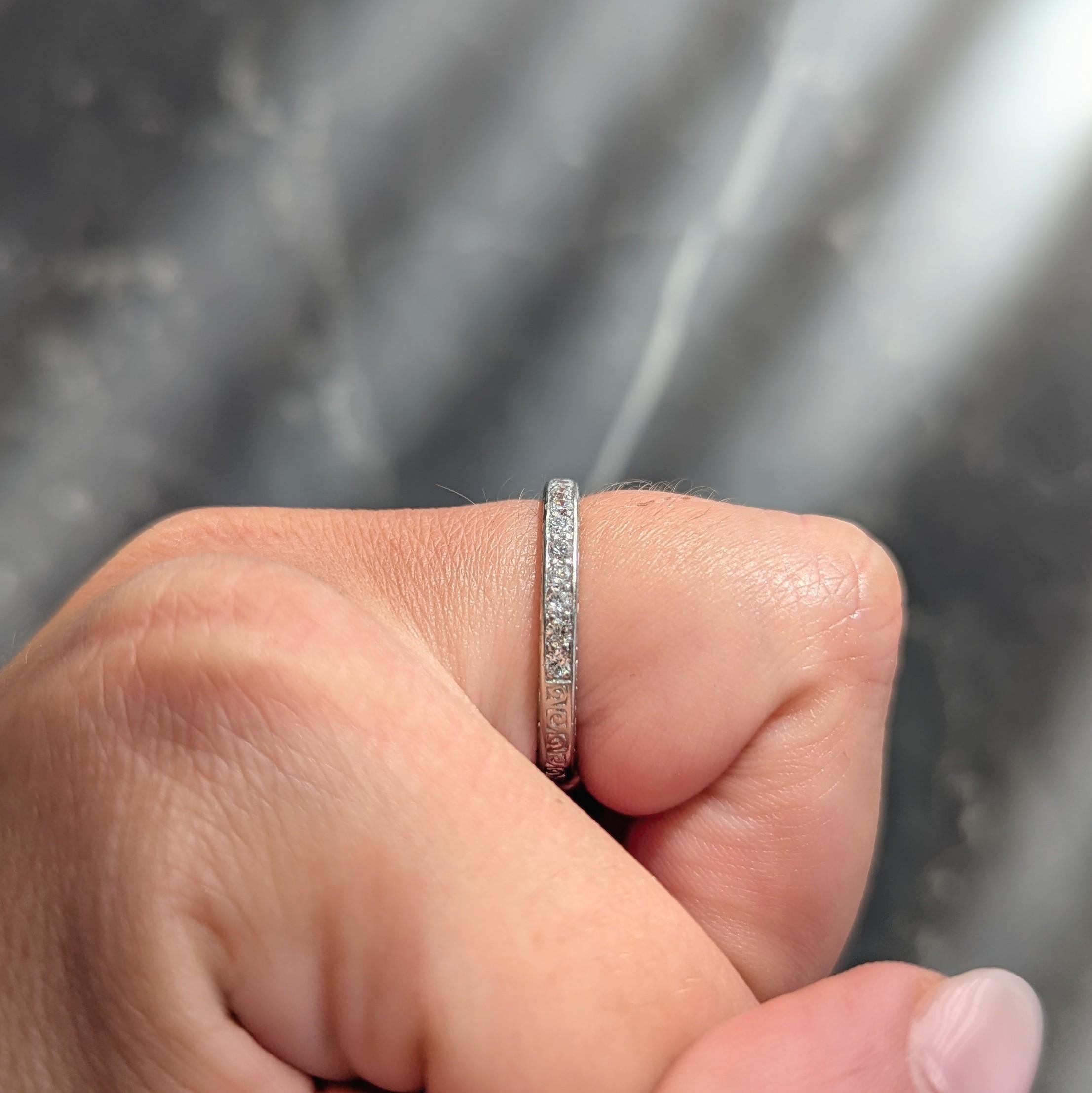Art Deco 0.33 CTW Diamond Platinum Vintage Scrolling Wedding Band Ring