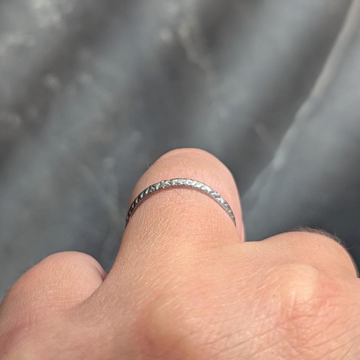 Art Deco Platinum Vintage Orange Blossom Floral Wedding Band Ring