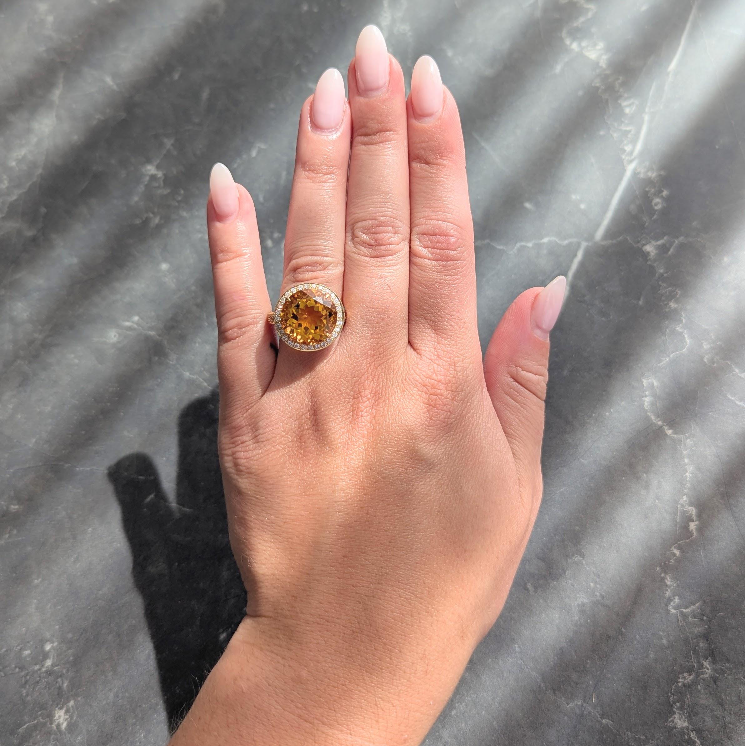 Contemporary Citrine Diamond Sapphire 18 Karat Yellow Gold Cocktail Ring