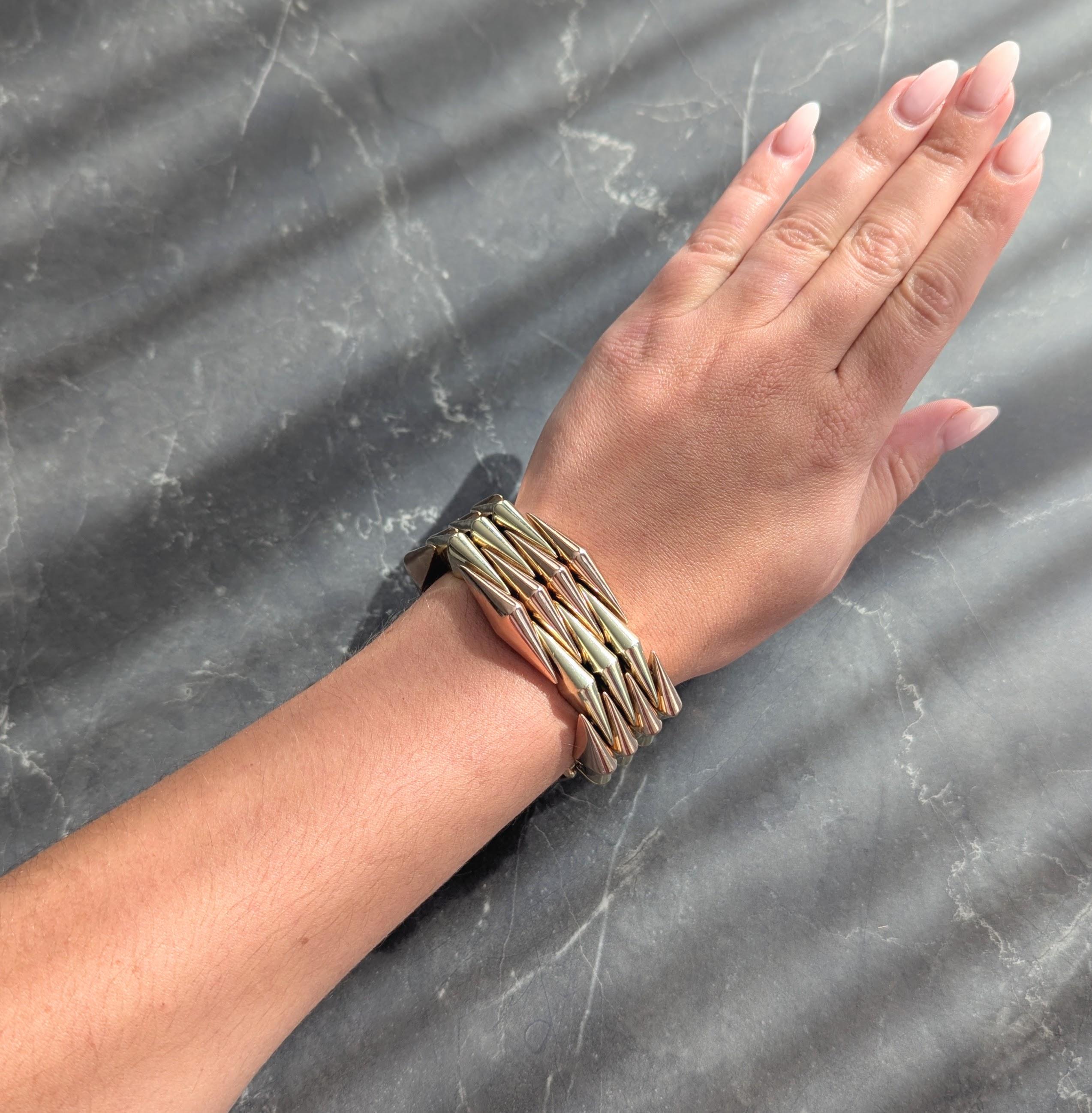 Cartier Retro 14 Karat Two-Tone Yellow Rose Gold Vintage Tank Bracelet
