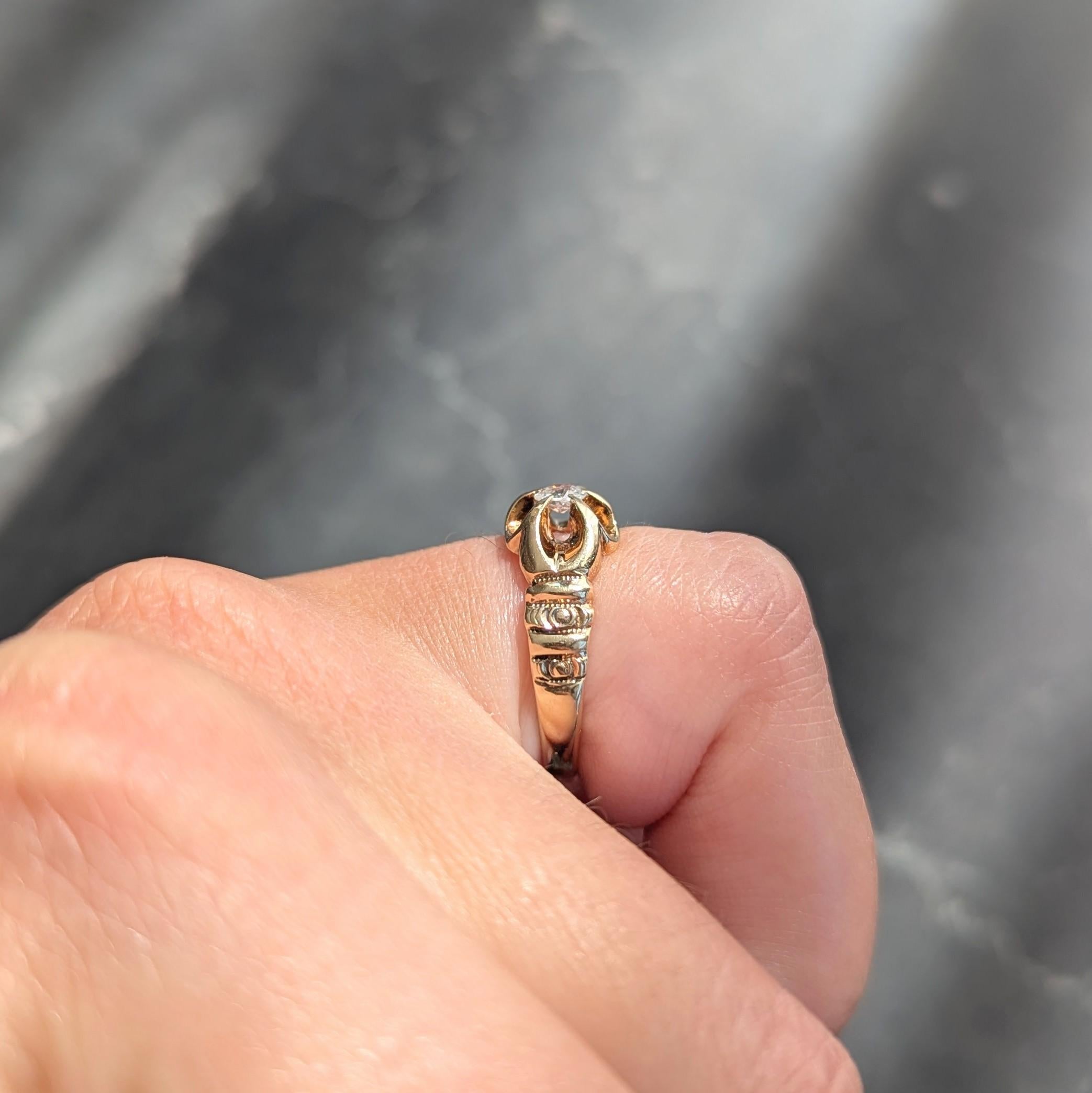 Victorian 0.15 CTW 14 Karat Yellow Gold Antique Belcher Engagement Ring