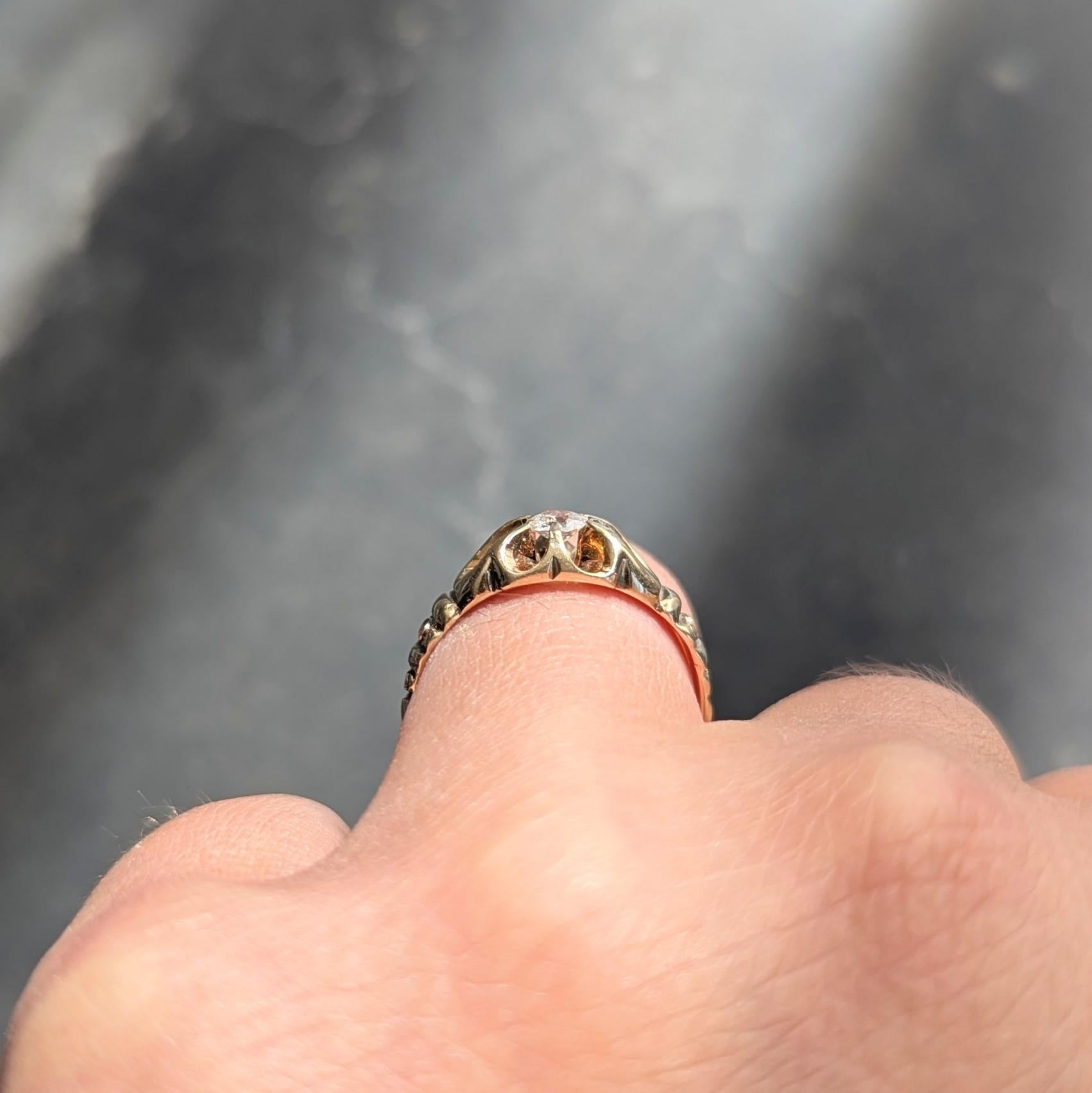 Victorian 0.15 CTW 14 Karat Yellow Gold Antique Belcher Engagement Ring