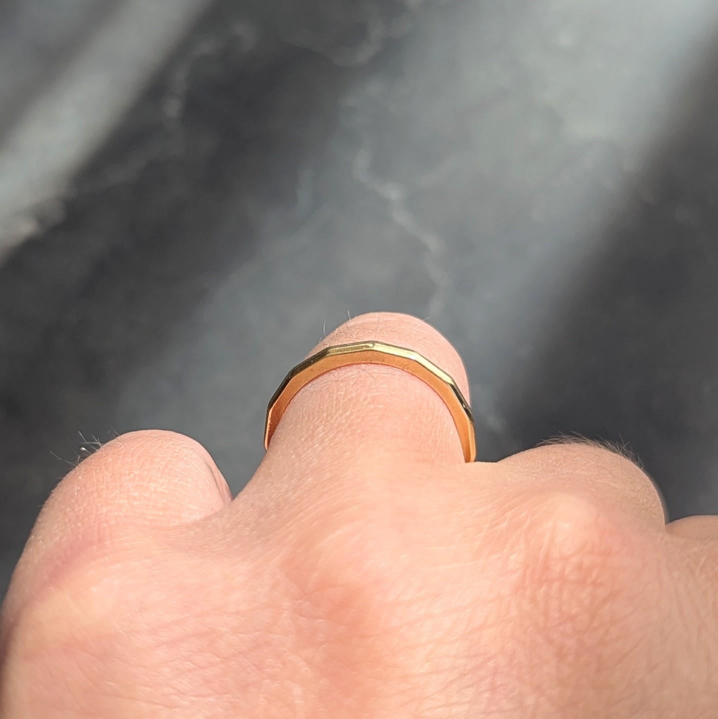 Tiffany & Co. 1970 18 Karat Yellow Gold Vintage Faceted Band Ring