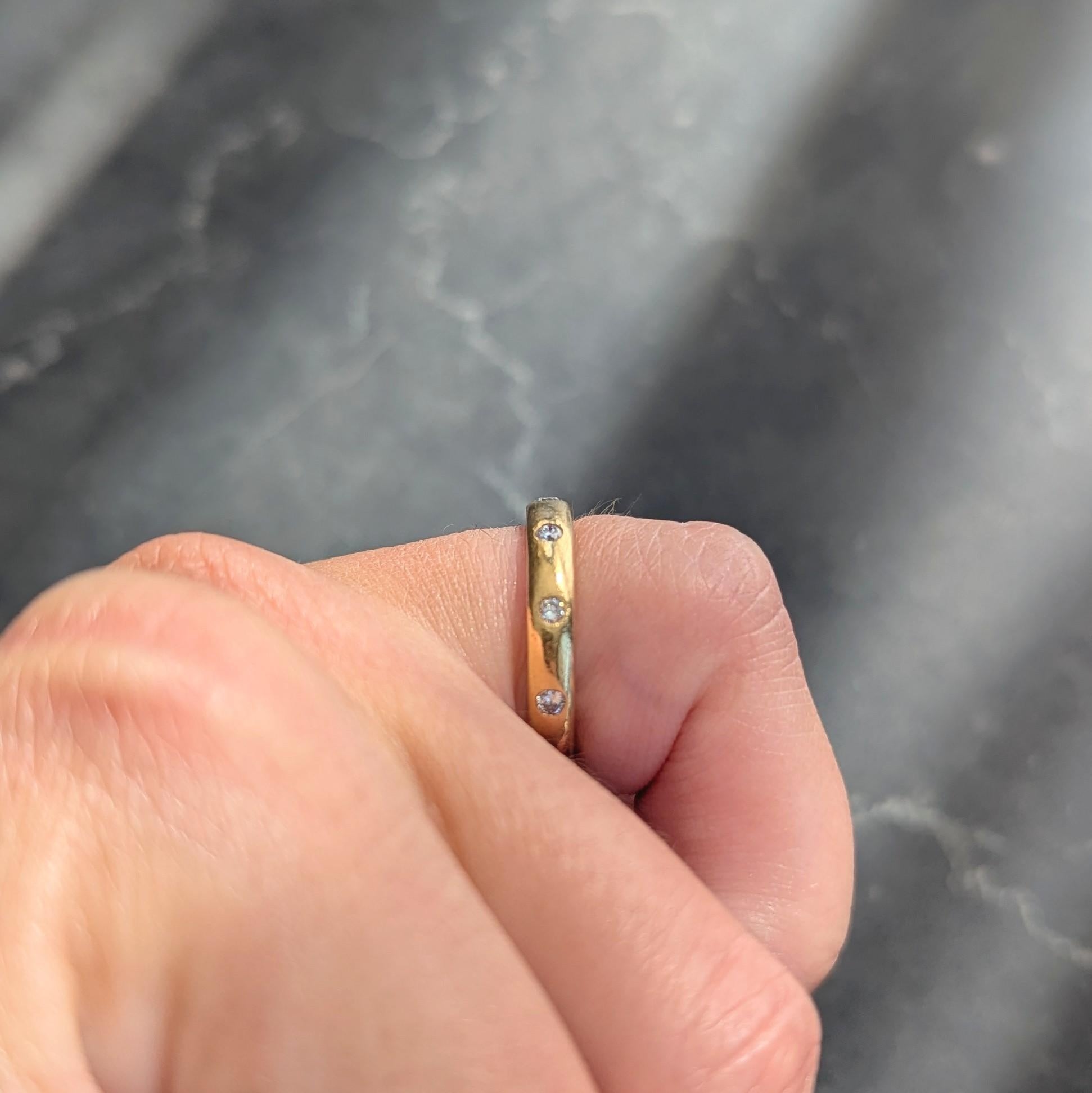 2000's Diamond 18 Karat Yellow Gold Flush Set Band Ring