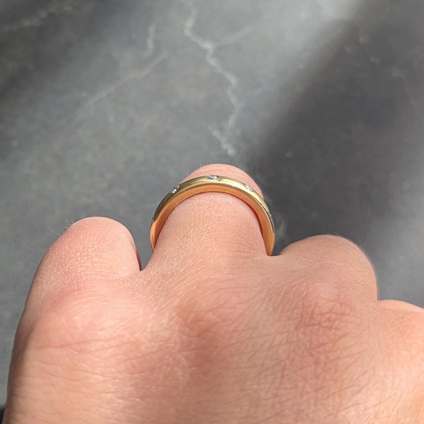 2000's Diamond 18 Karat Yellow Gold Flush Set Band Ring
