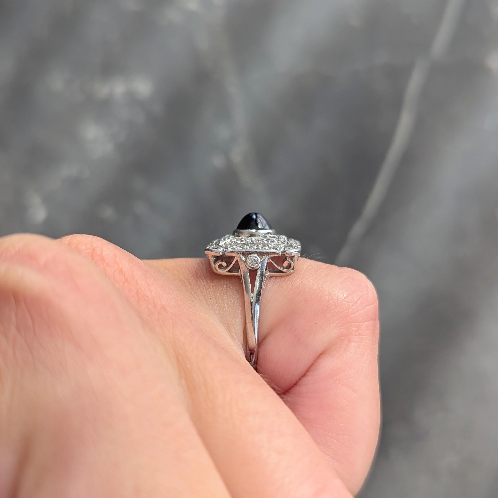 Art Deco 1.81 CTW Sapphire Diamond Platinum Vintage Dinner Ring