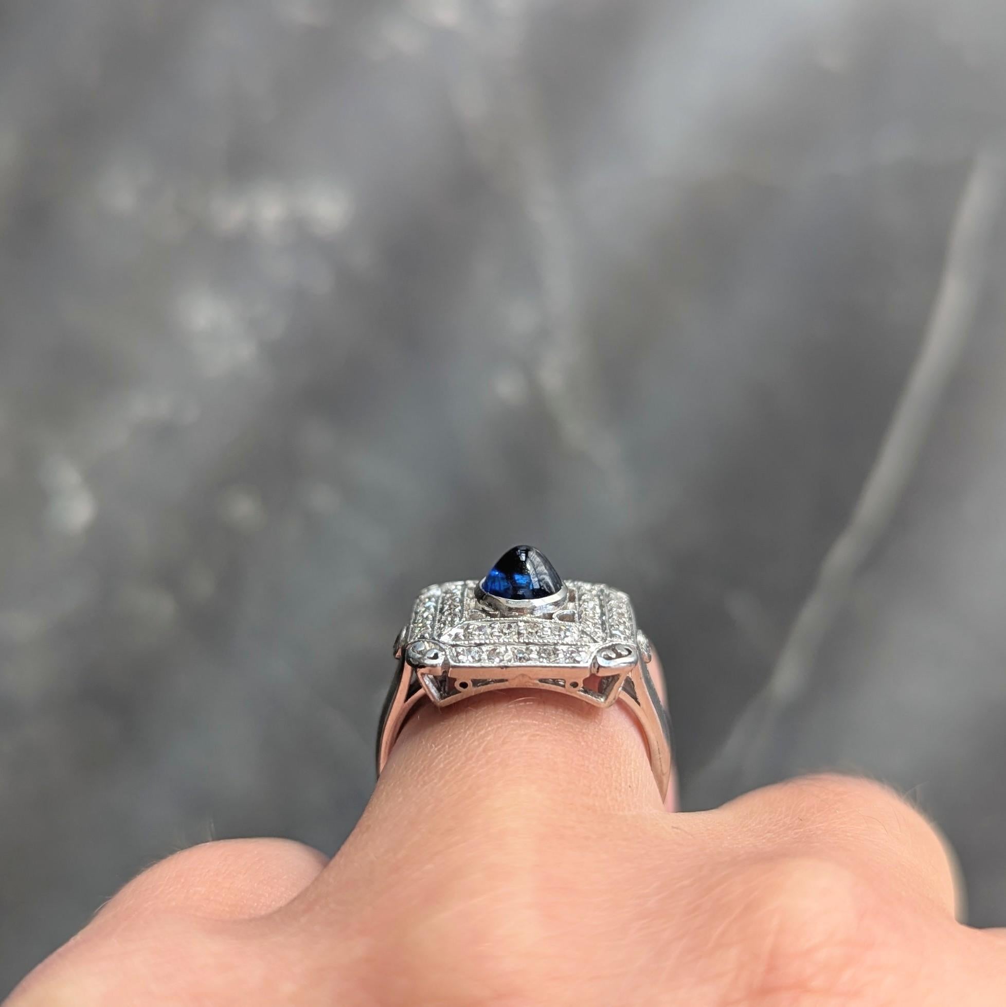 Art Deco 1.81 CTW Sapphire Diamond Platinum Vintage Dinner Ring