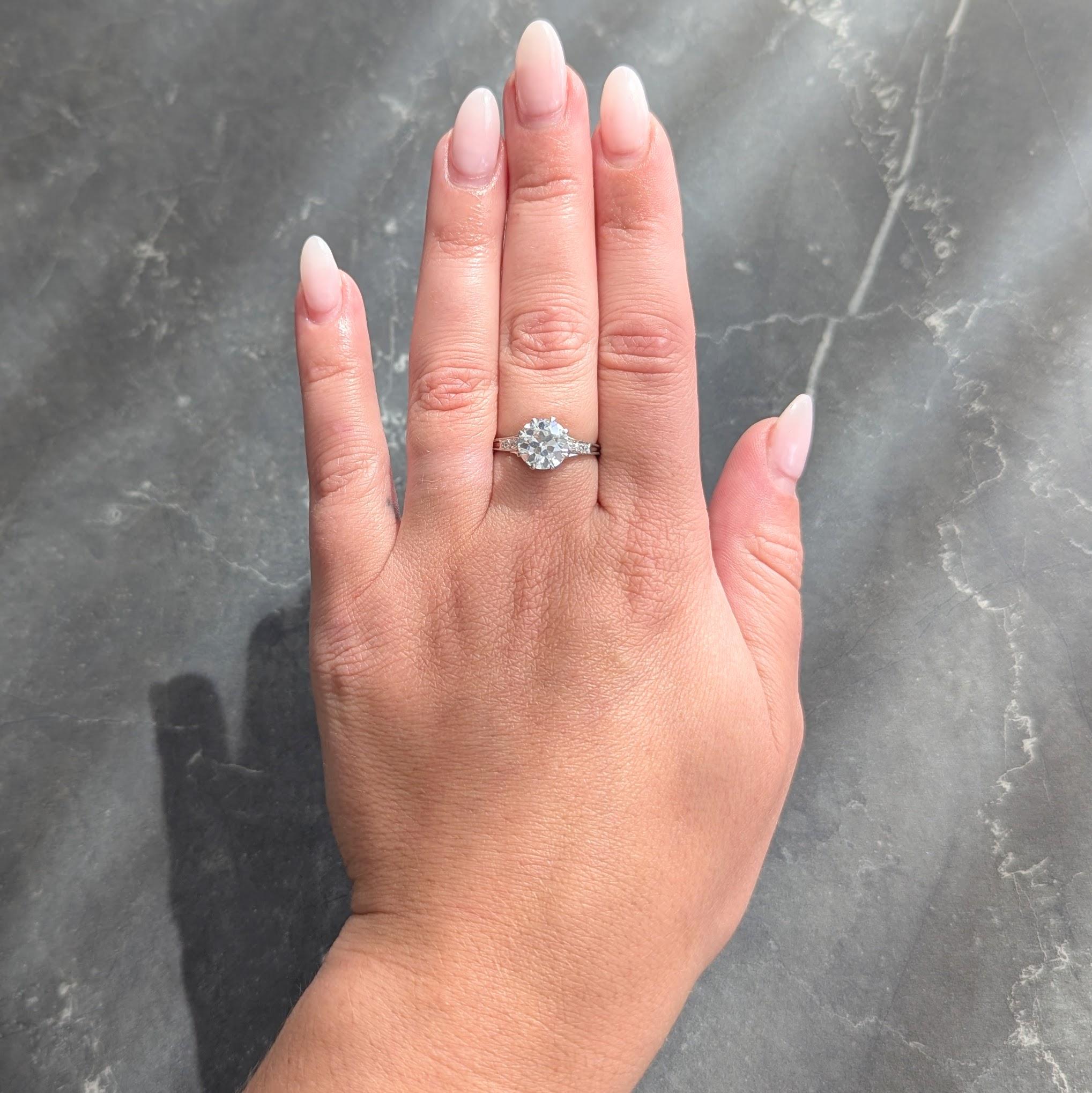 Art Deco 2.40 CTW European Diamond Platinum Vintage Cathedral Engagement Ring