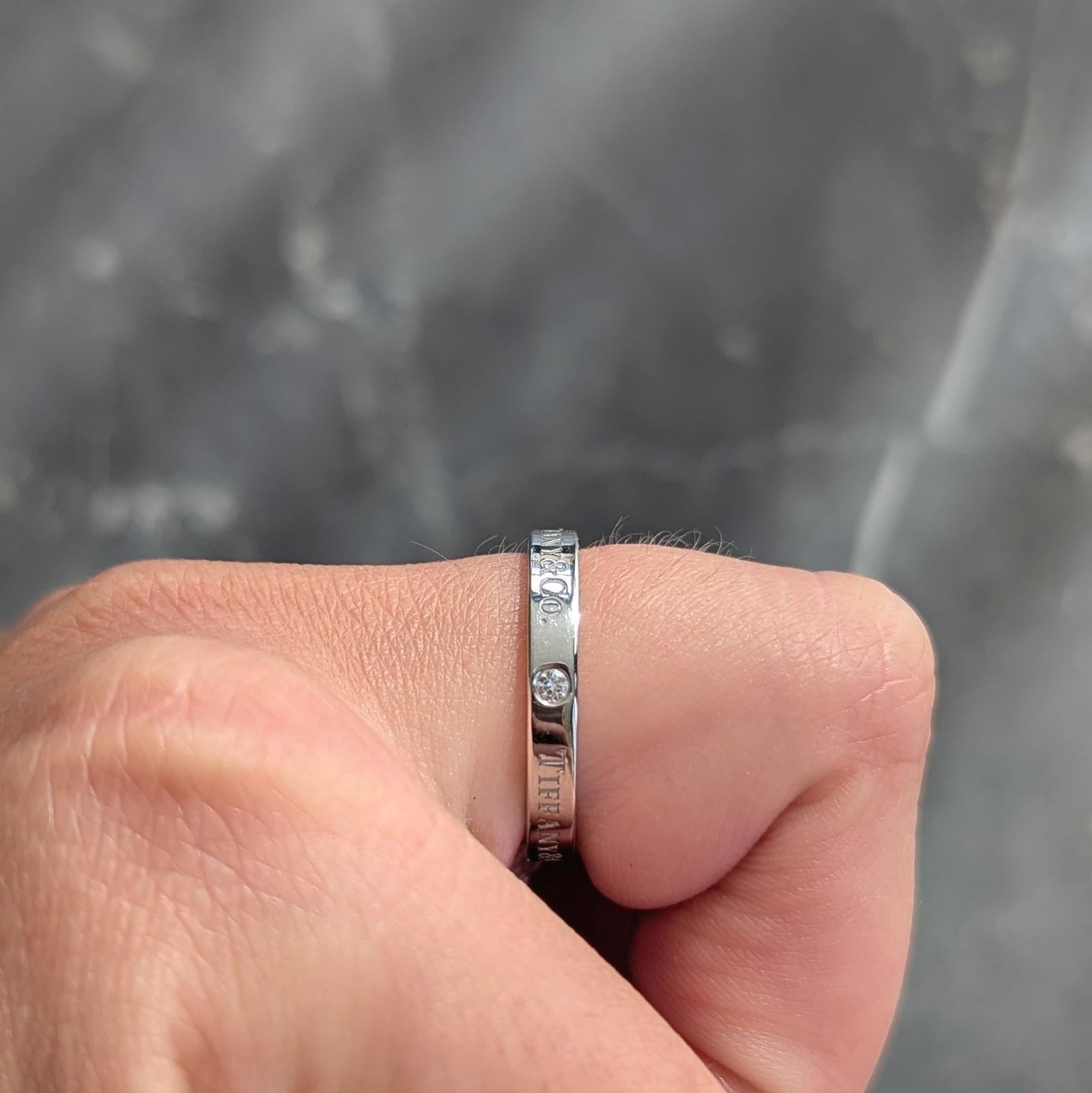 Tiffany & Co. Diamond Platinum Contemporary Logo Band Ring