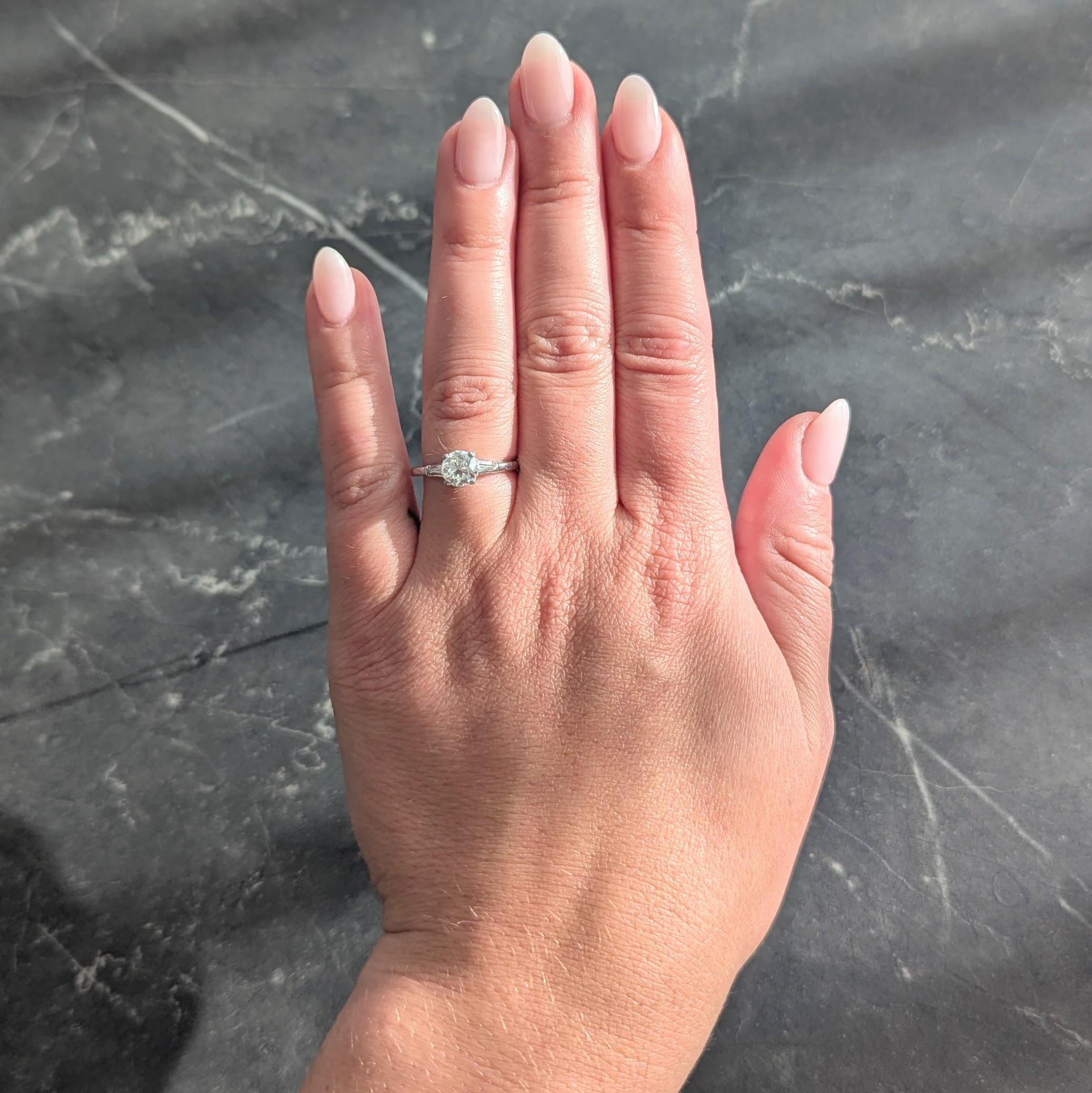 Mid-Century 0.89 CTW Old European Diamond 14K Gold Vintage Engagement Ring