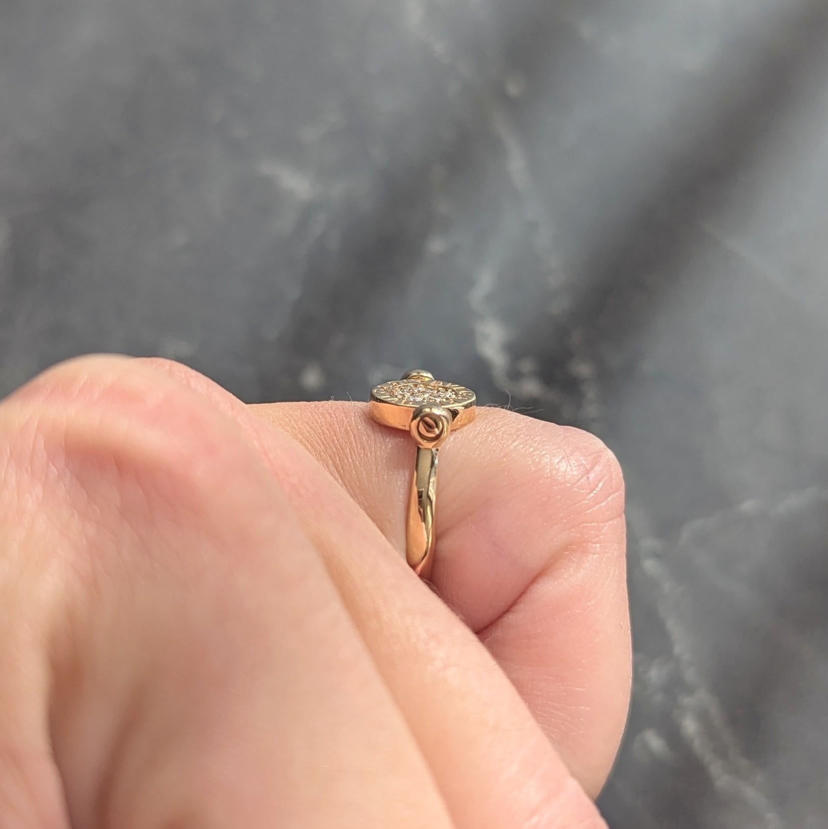 Bulgari Contemporary Diamond 18 Karat Two-Tone Gold Flip Signet Ring