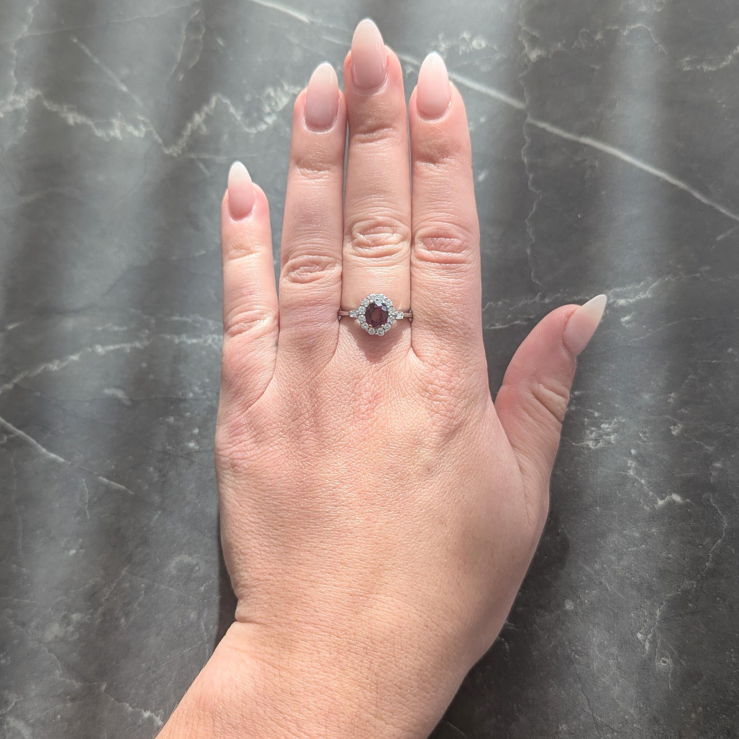 Contemporary 1.80 CTW Ruby Diamond 18 Karat White Gold Halo Ring GIA