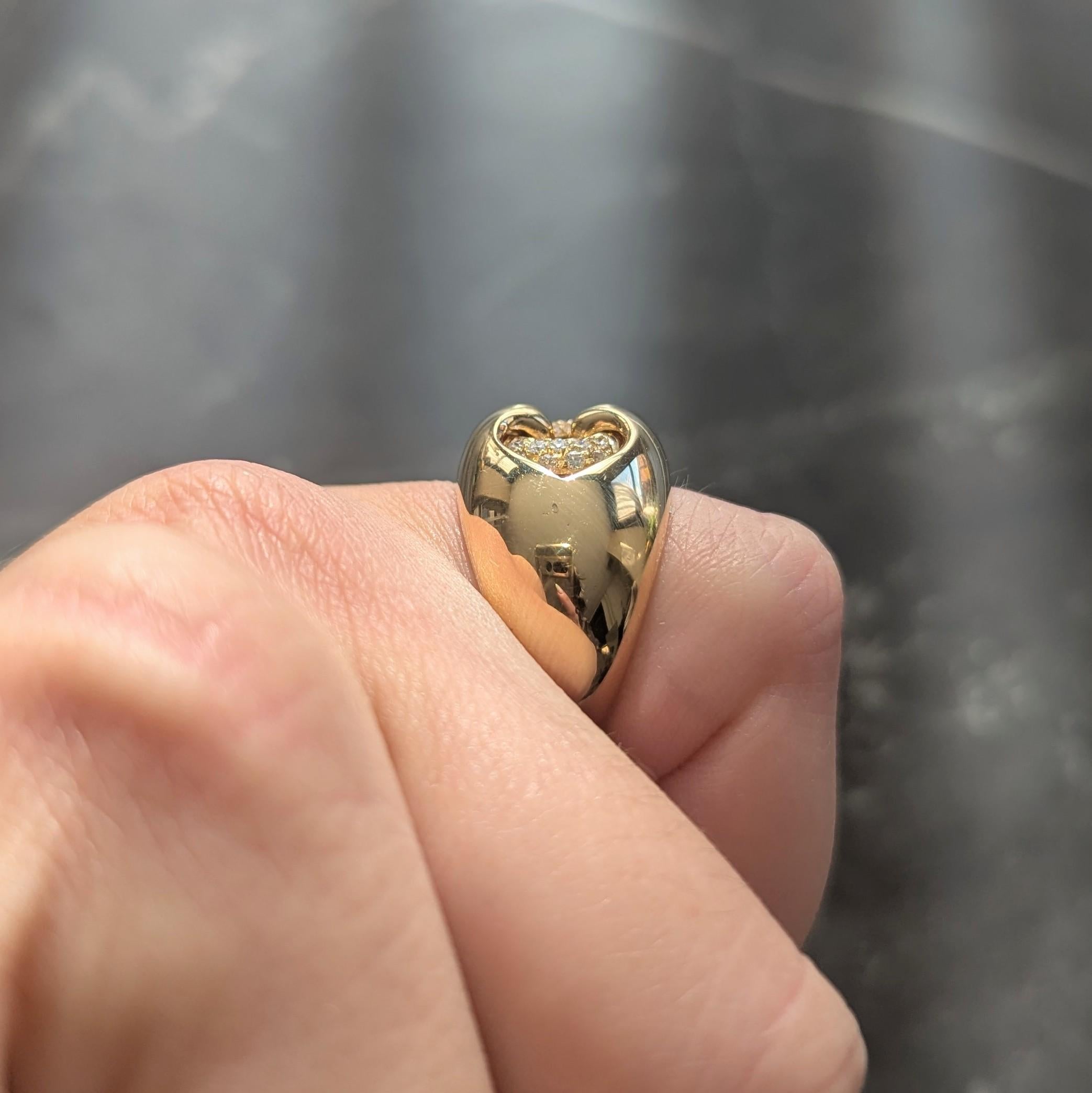 Bulgari Contemporary Diamond 18 Karat Yellow Gold Domed Abbraccio Ring