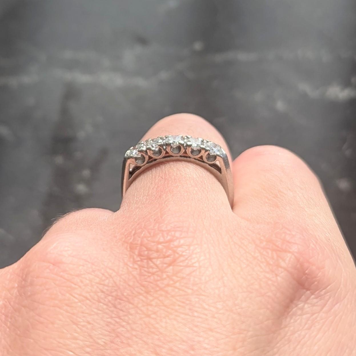 Mid-Century 0.75 CTW Diamond Platinum Vintage Fishtail Band Ring