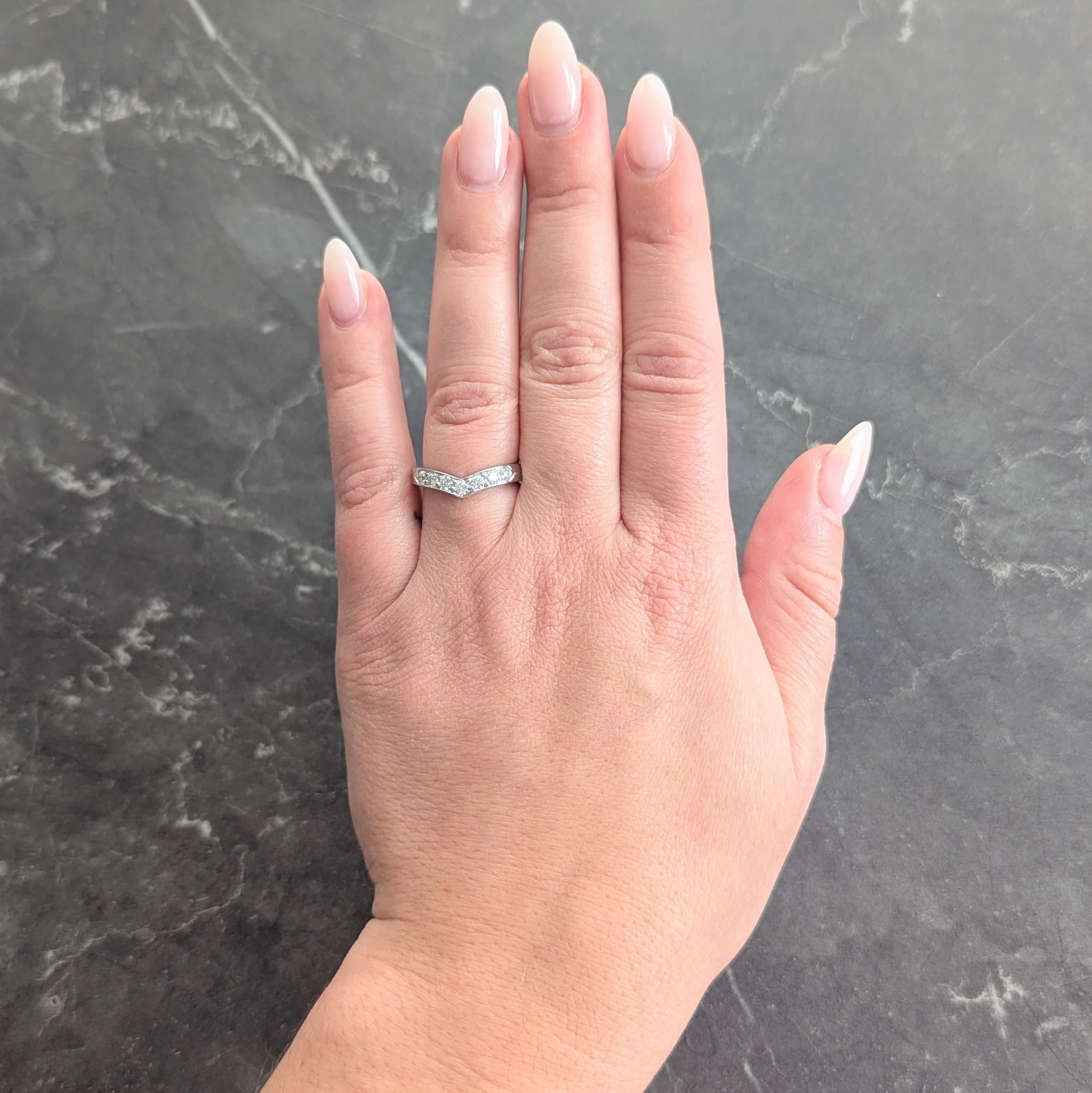 Tiffany & Co. Contemporary Diamond Platinum Chevron V Band Ring