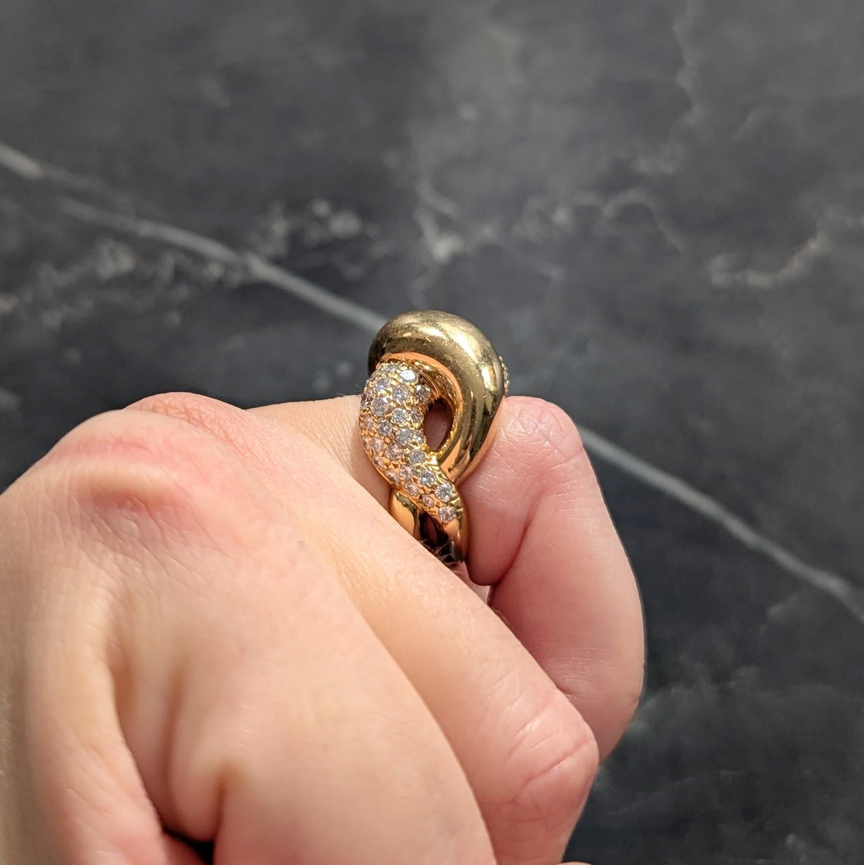 Cartier 1980's 3.00 CTW Diamond 18K Gold Vintage Twisting Pavé Puffy Band Ring