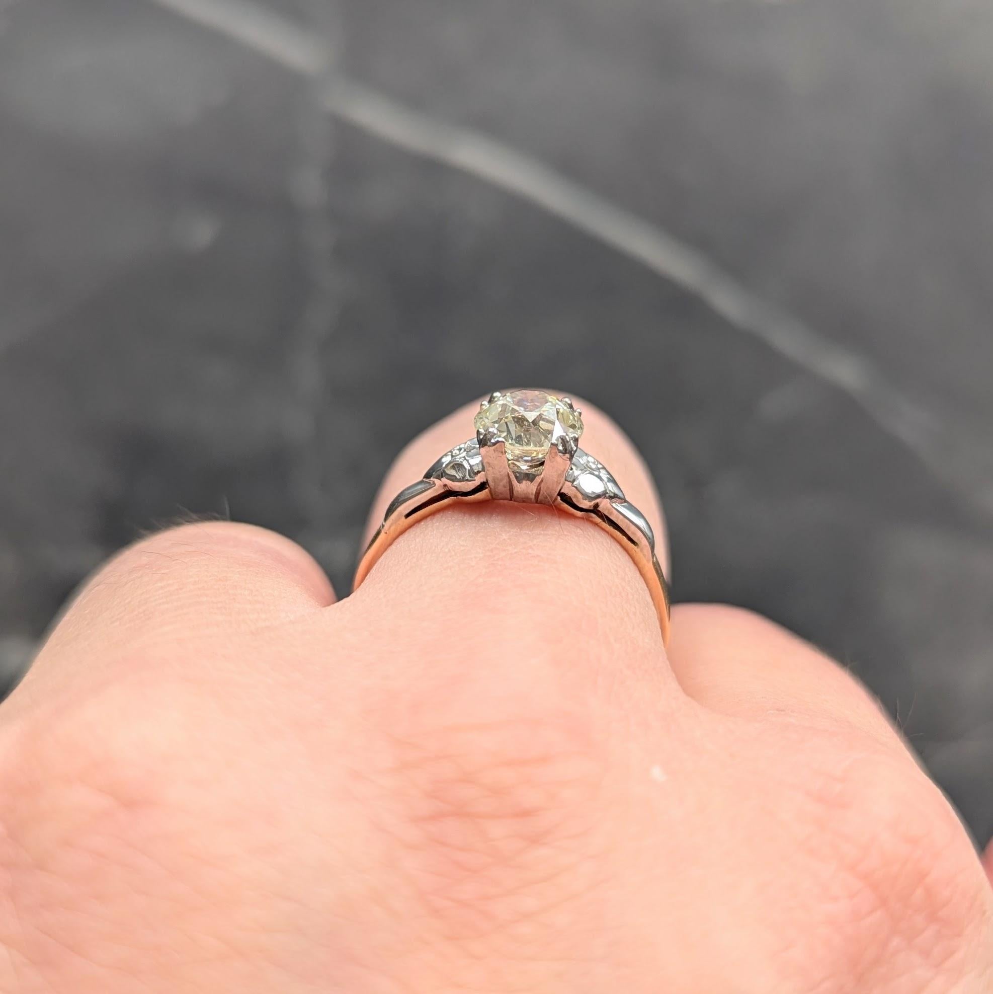 Retro 1.28 CTW Old Mine Diamond 14K Gold Vintage Floral Engagement Ring