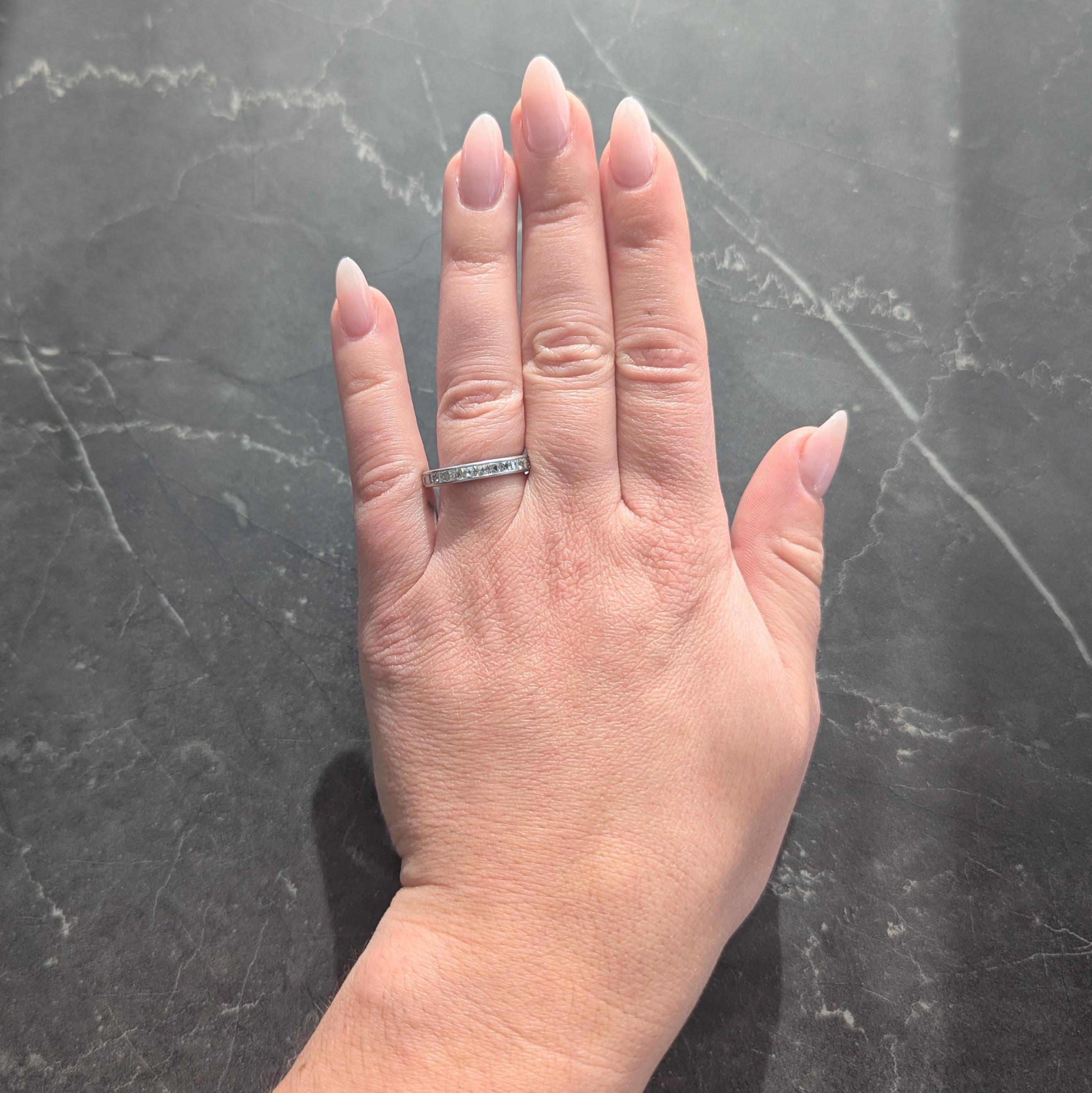 Cartier Art Deco 2.80 CTW French Cut Diamond Platinum Vintage Eternity Band Ring