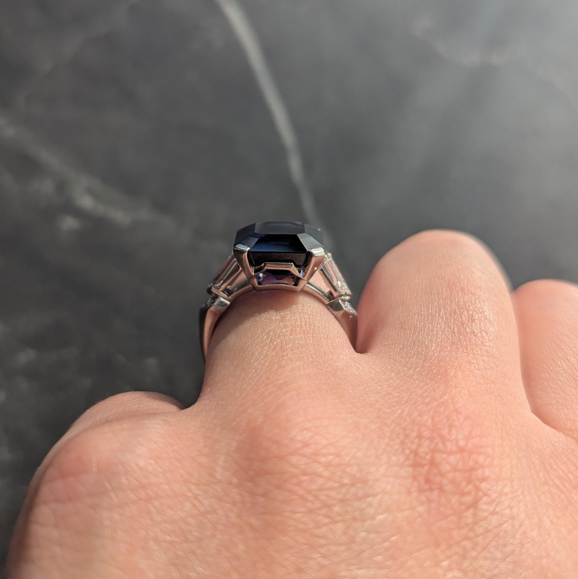 Mid-Century 9.28 CTW No Heat Sapphire Diamond Vintage Cocktail Ring AGL