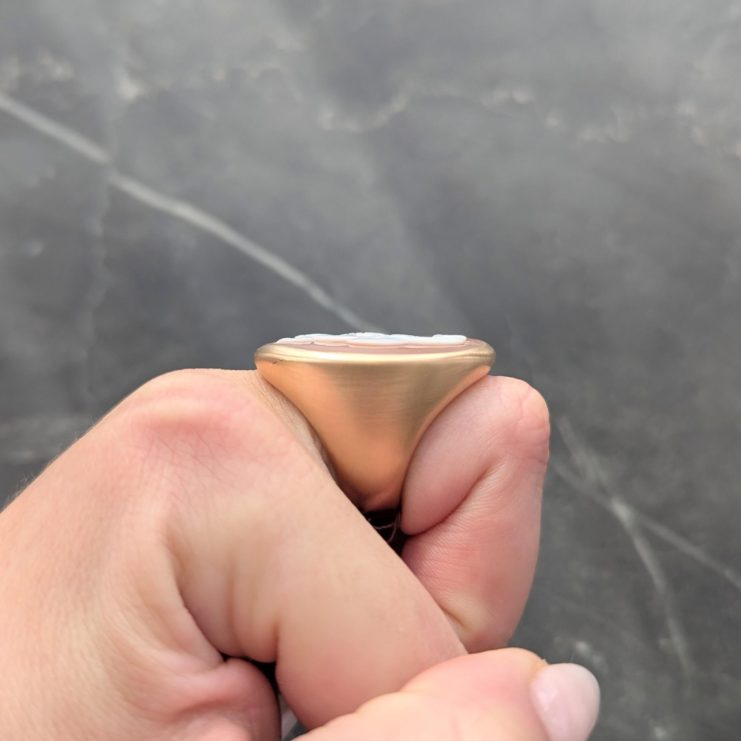 Pomellato Carved Shell 18 Karat Rose Gold Eva Snake Cameo Signet Ring