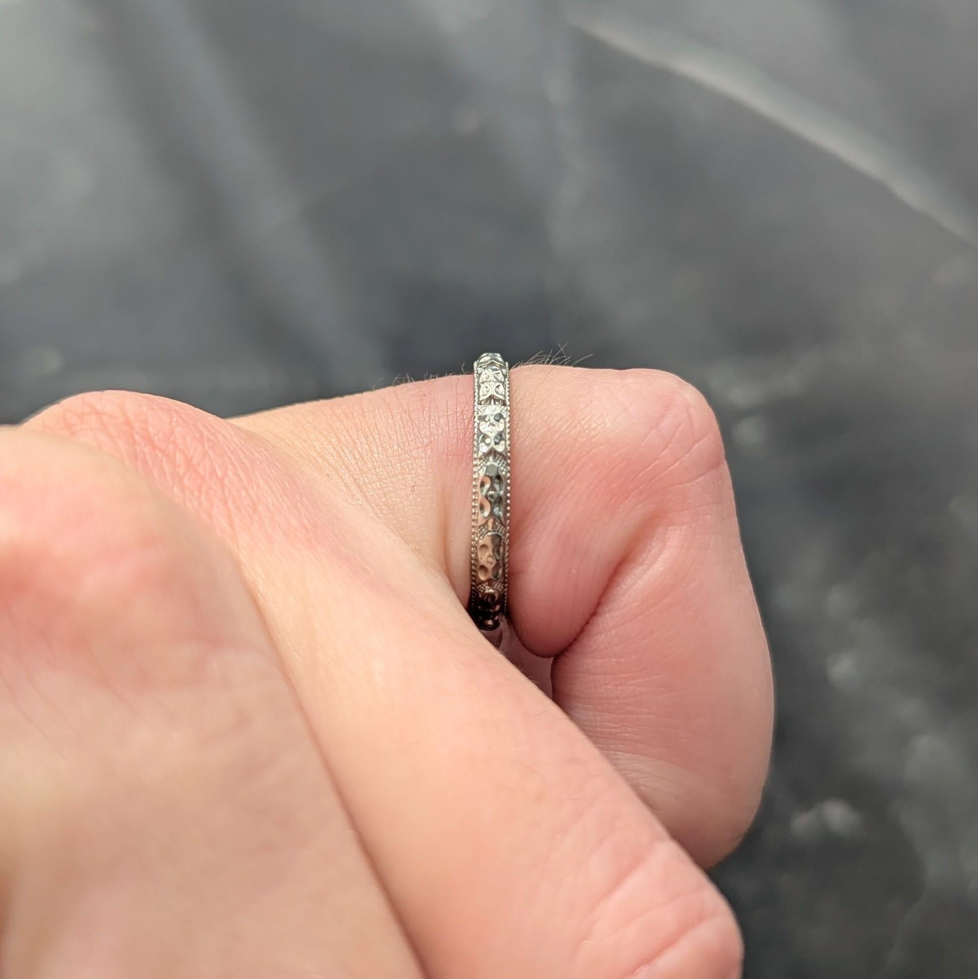 Art Deco 18 Karat White Gold Vintage Orange Blossom Wedding Band Ring