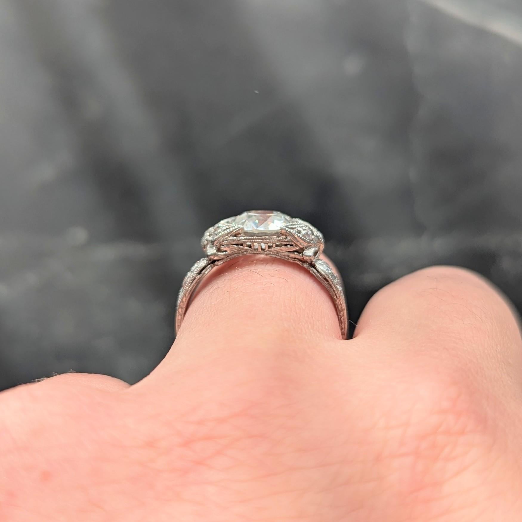 Belle Epoque Old European Diamond Platinum Butterfly Antique Engagement Ring GIA