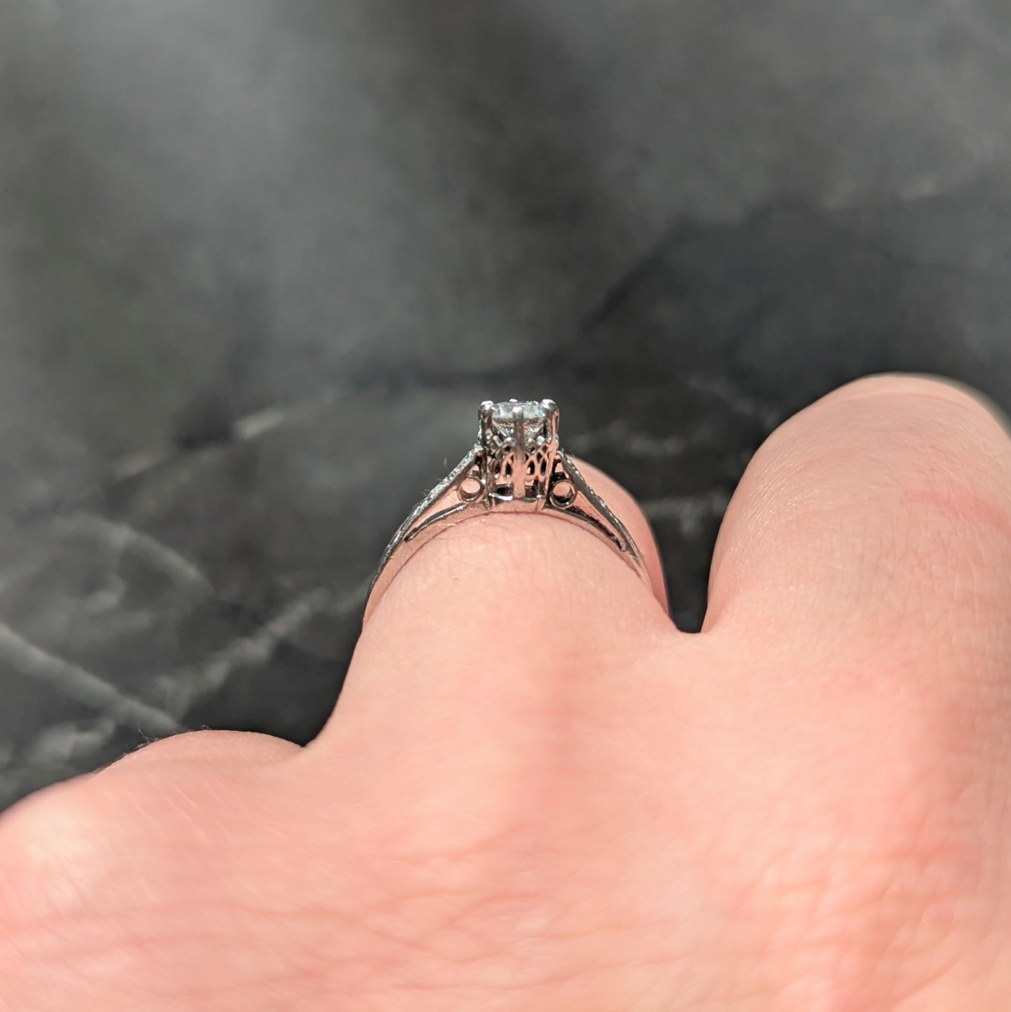 Art Deco Old Mine Cut Diamond Platinum Tulip Vintage Engagement Ring