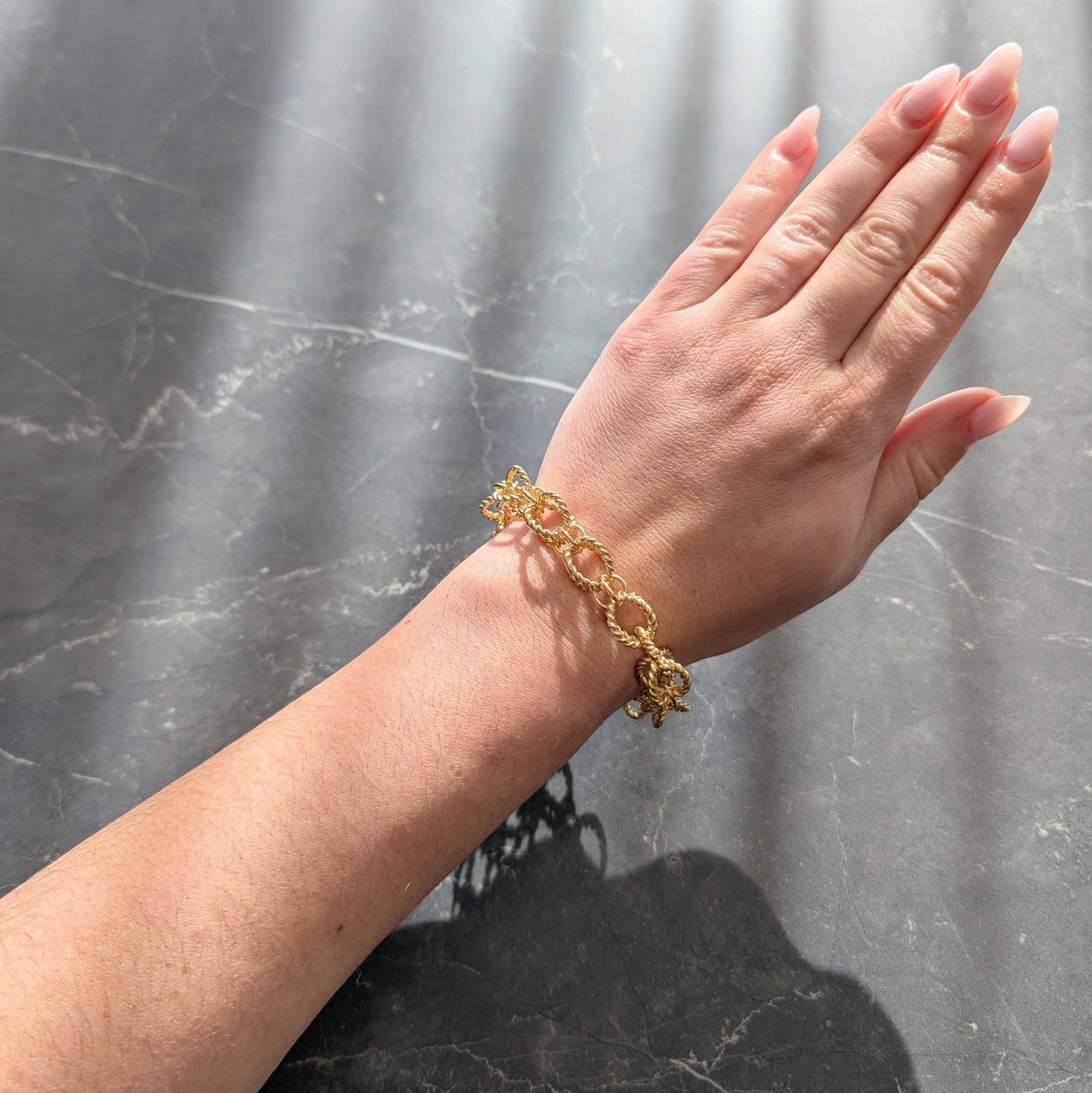 Tiffany & Co. Schlumberger 1960's 18K Gold Twisted Sphere Link Vintage Bracelet