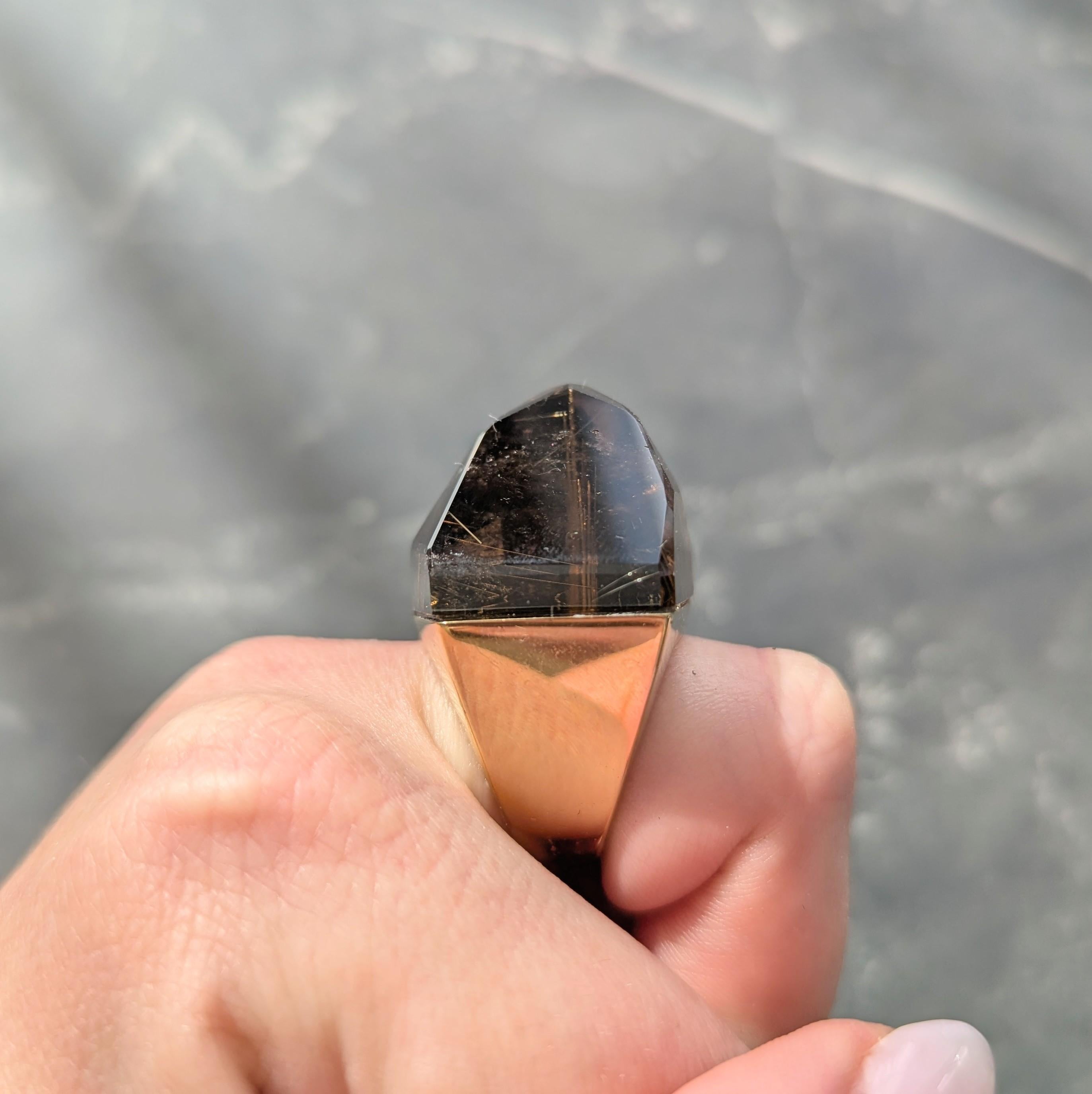 H. Stern Diane Von Furstenberg Rutilated Quartz 18 Karat Yellow Gold Power Ring