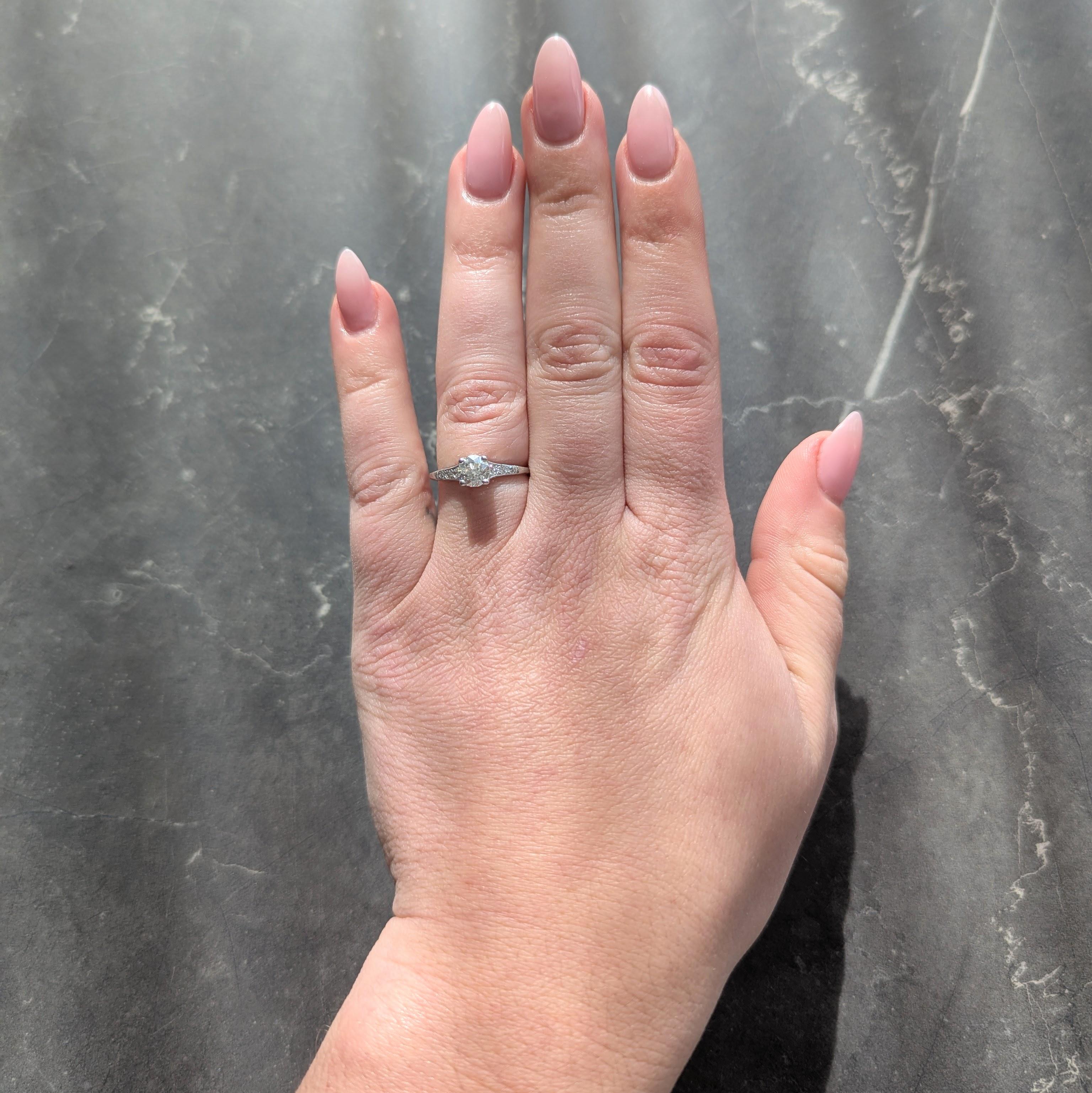 Mid-Century 0.78 CTW Diamond Platinum Vintage Seven Stone Engagement Ring