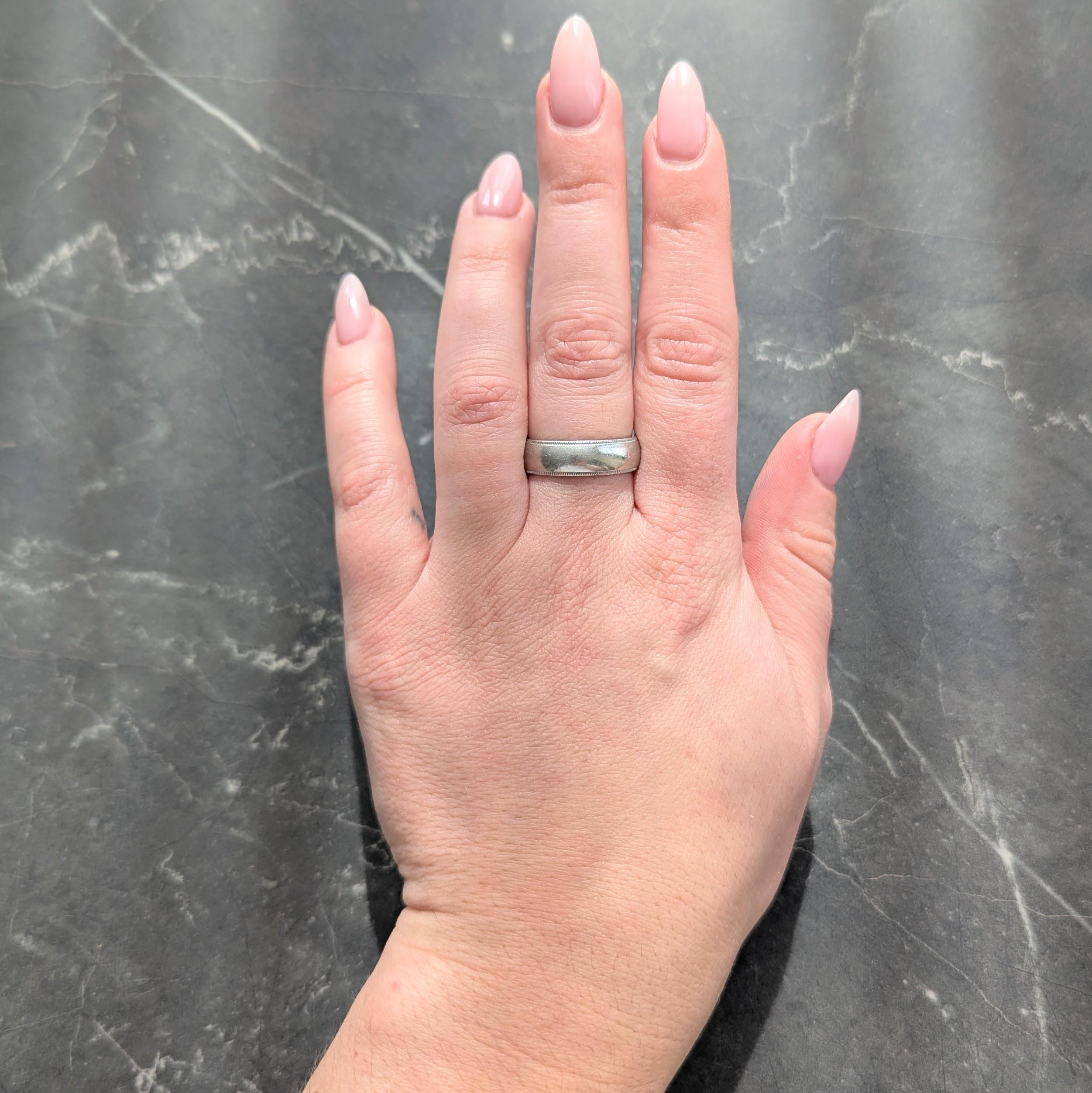 Tiffany & Co. 2000's Platinum Milgrain Wedding Band Ring