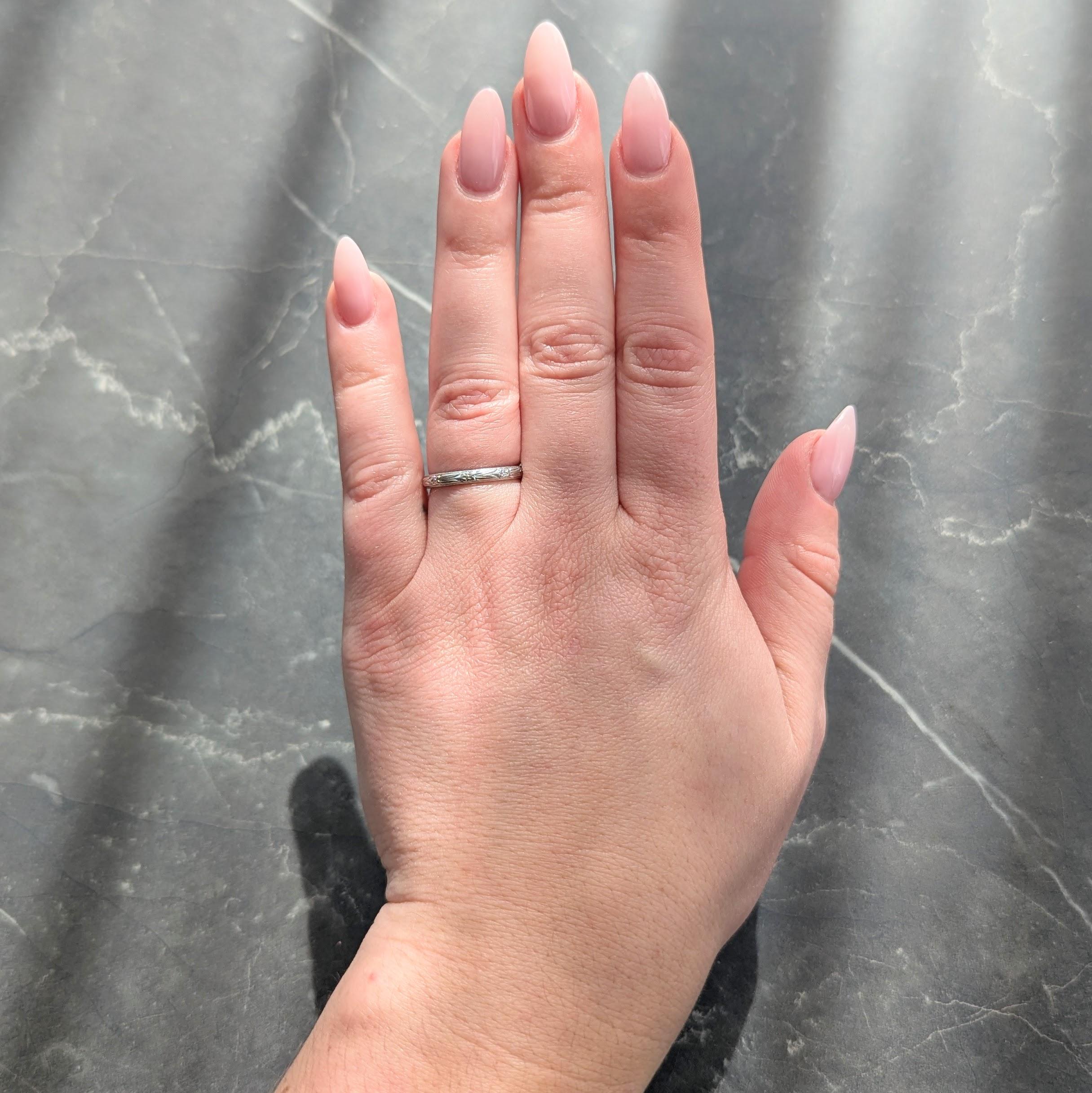 Art Deco Platinum Vintage Orange Blossom Floral Wedding Band Ring