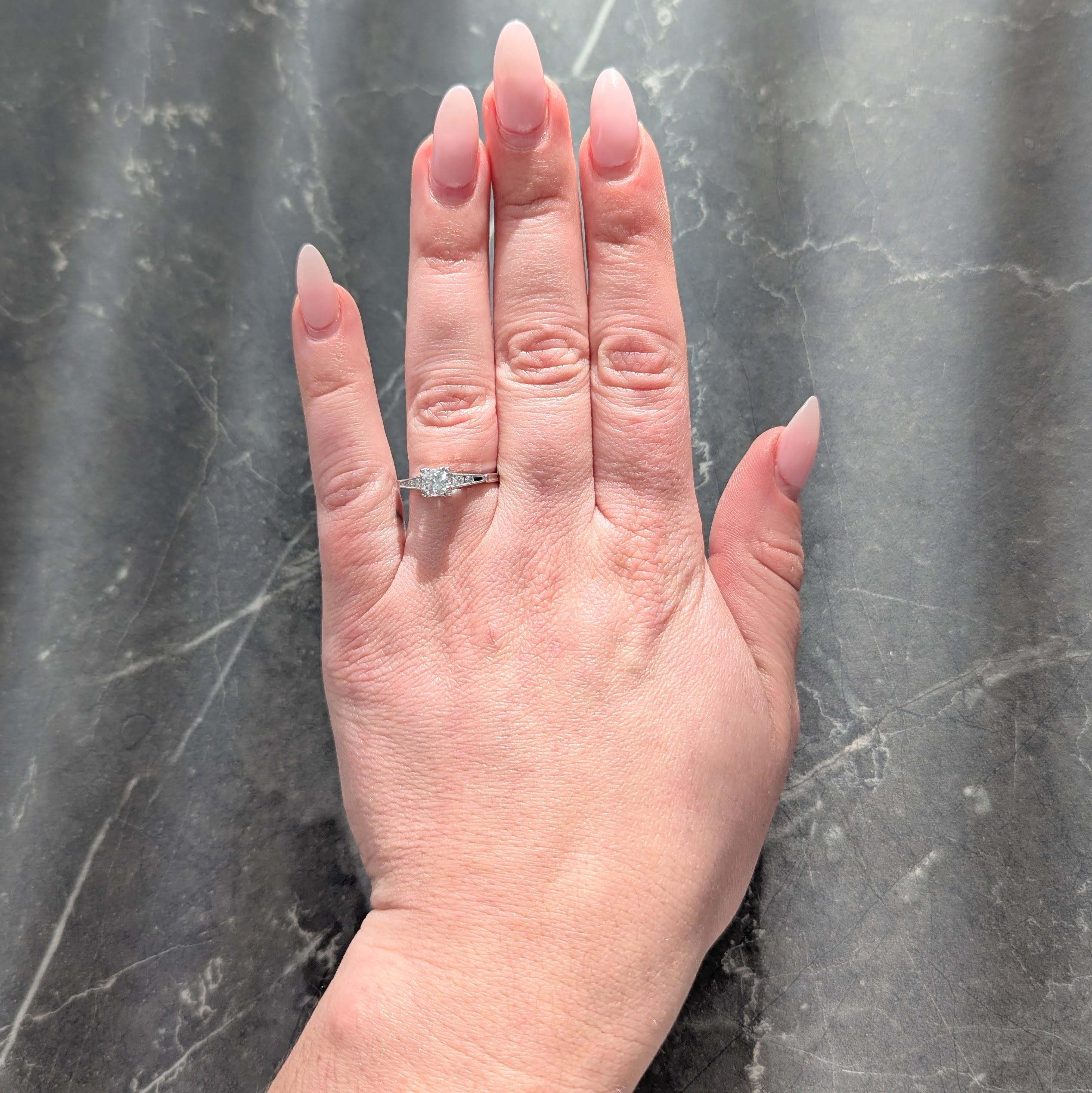 Mid-Century Old European Cut Diamond Platinum Vintage Engagement Ring