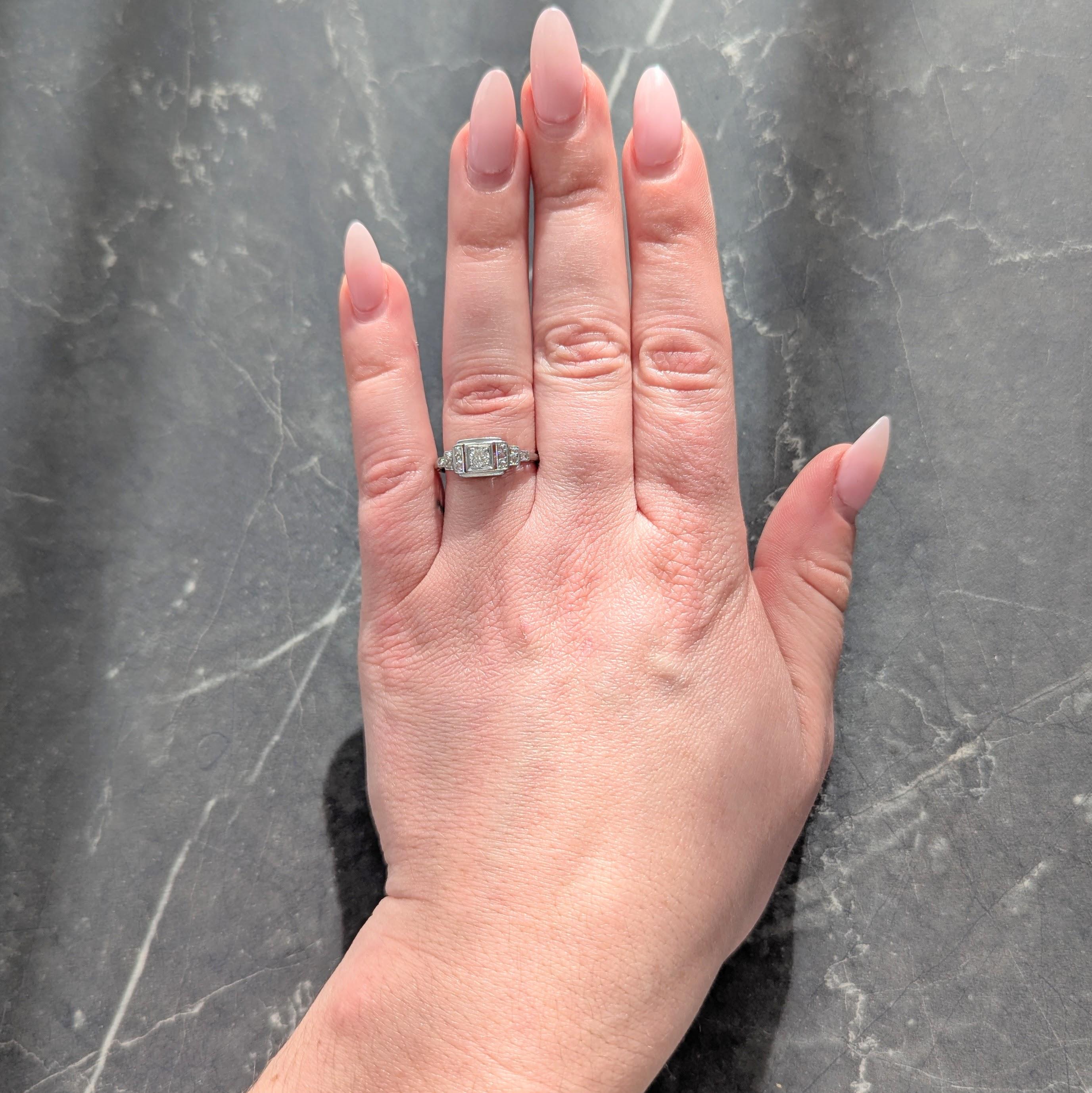 Art Deco 0.36 CTW Diamond Platinum Vintage Stepped Engagement Ring