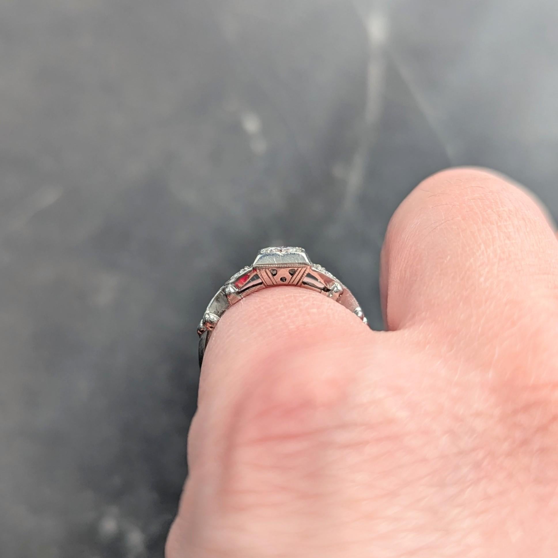 Art Deco European Diamond Platinum Vintage Scrolling Shoulders Engagement Ring