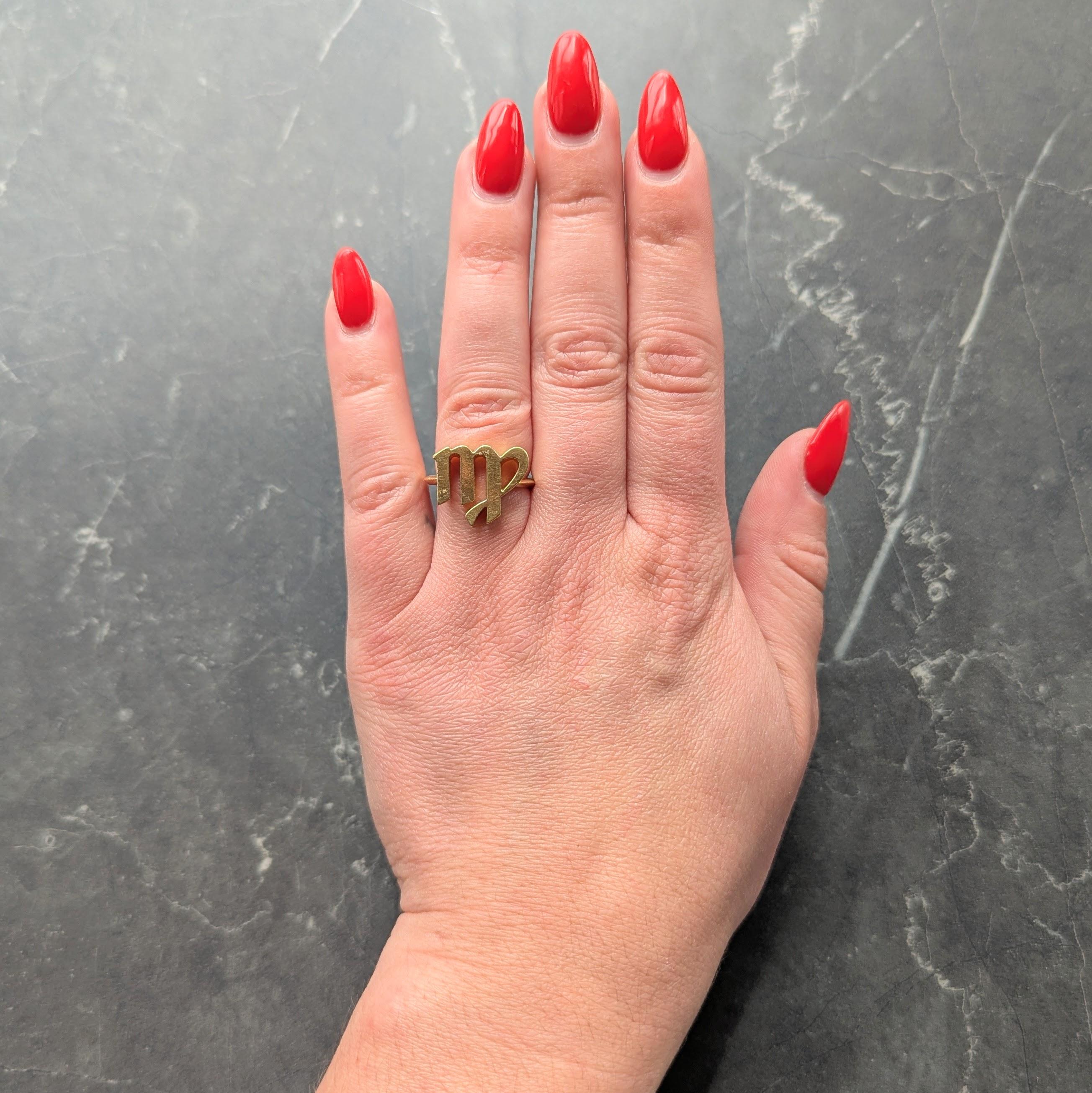 Cartier 1970's 18 Karat Yellow Gold Vintage Virgo Zodiac Ring