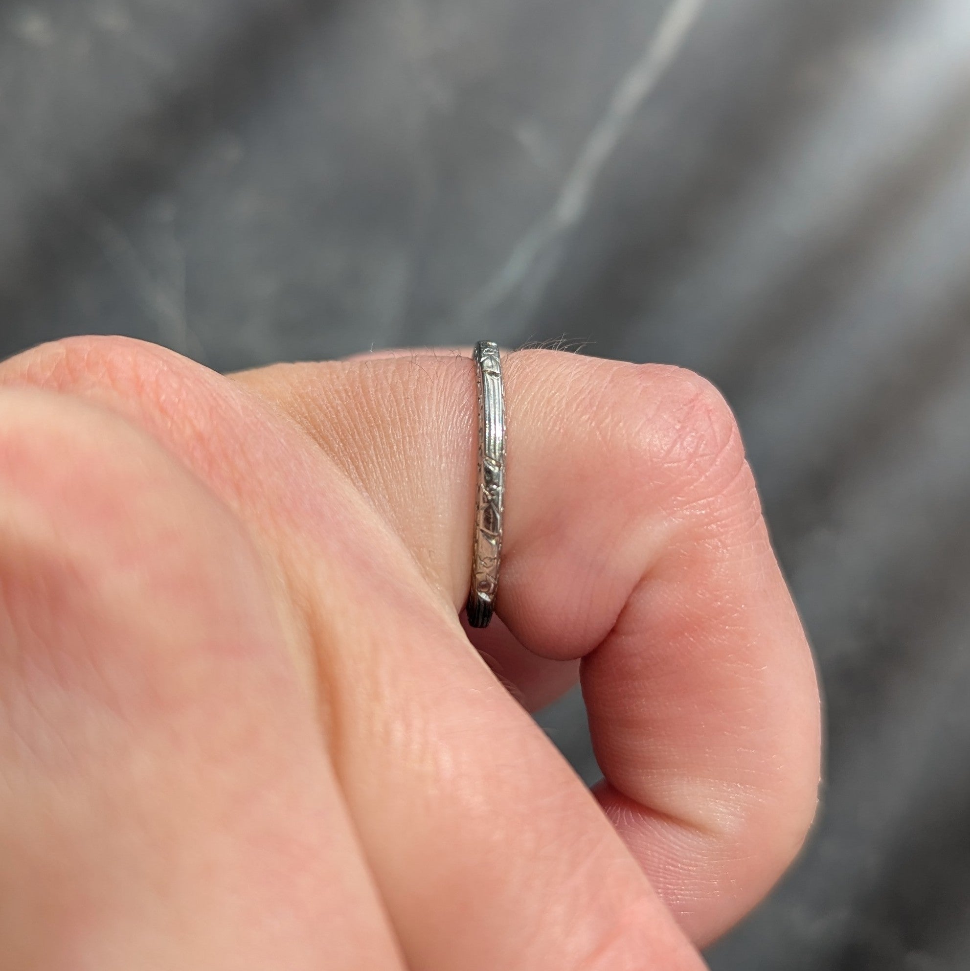 Belais Art Deco 18 Karat White Gold Orange Blossom Wheat Wedding Band Ring