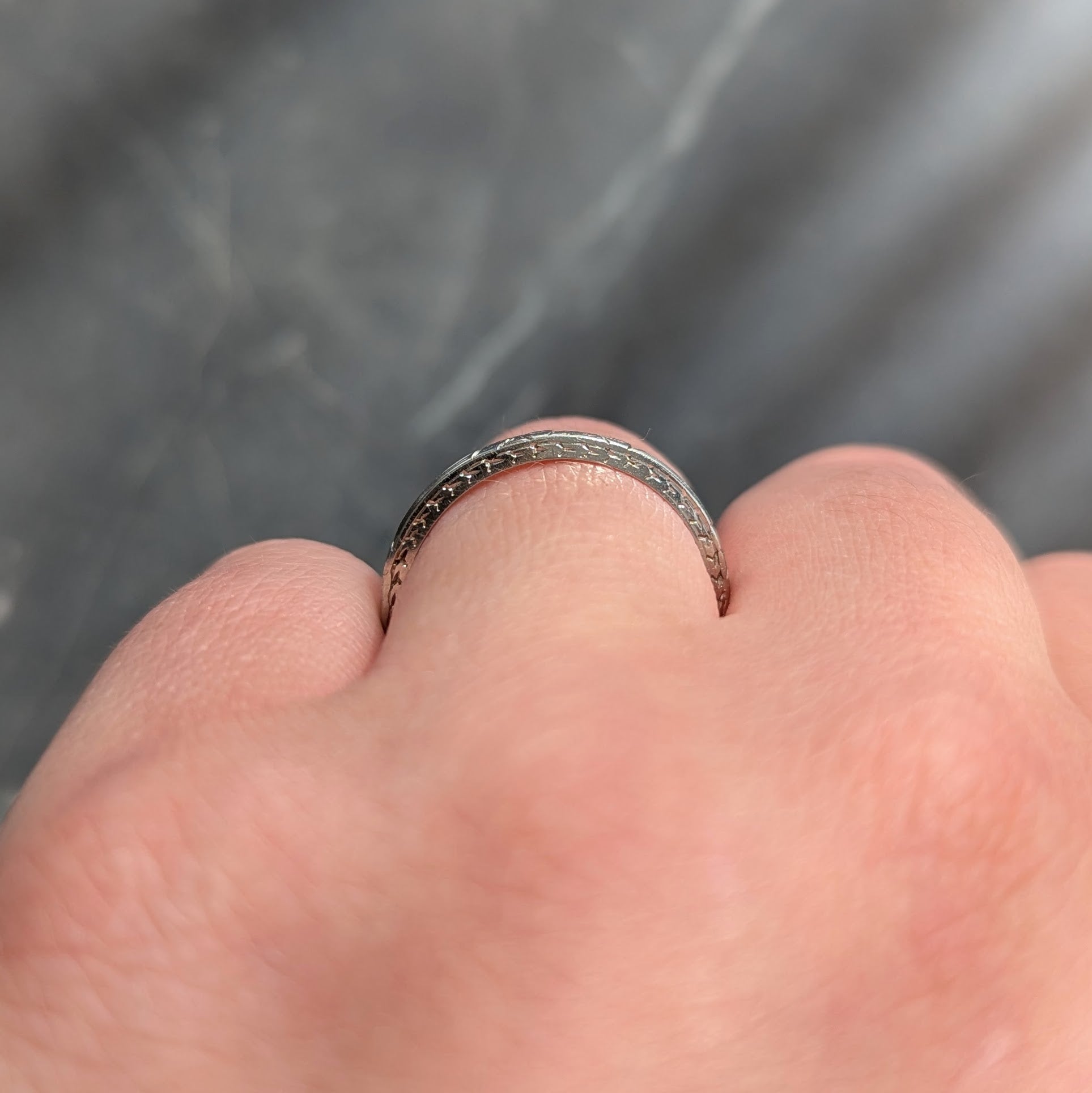 Belais Art Deco 18 Karat White Gold Orange Blossom Wheat Wedding Band Ring