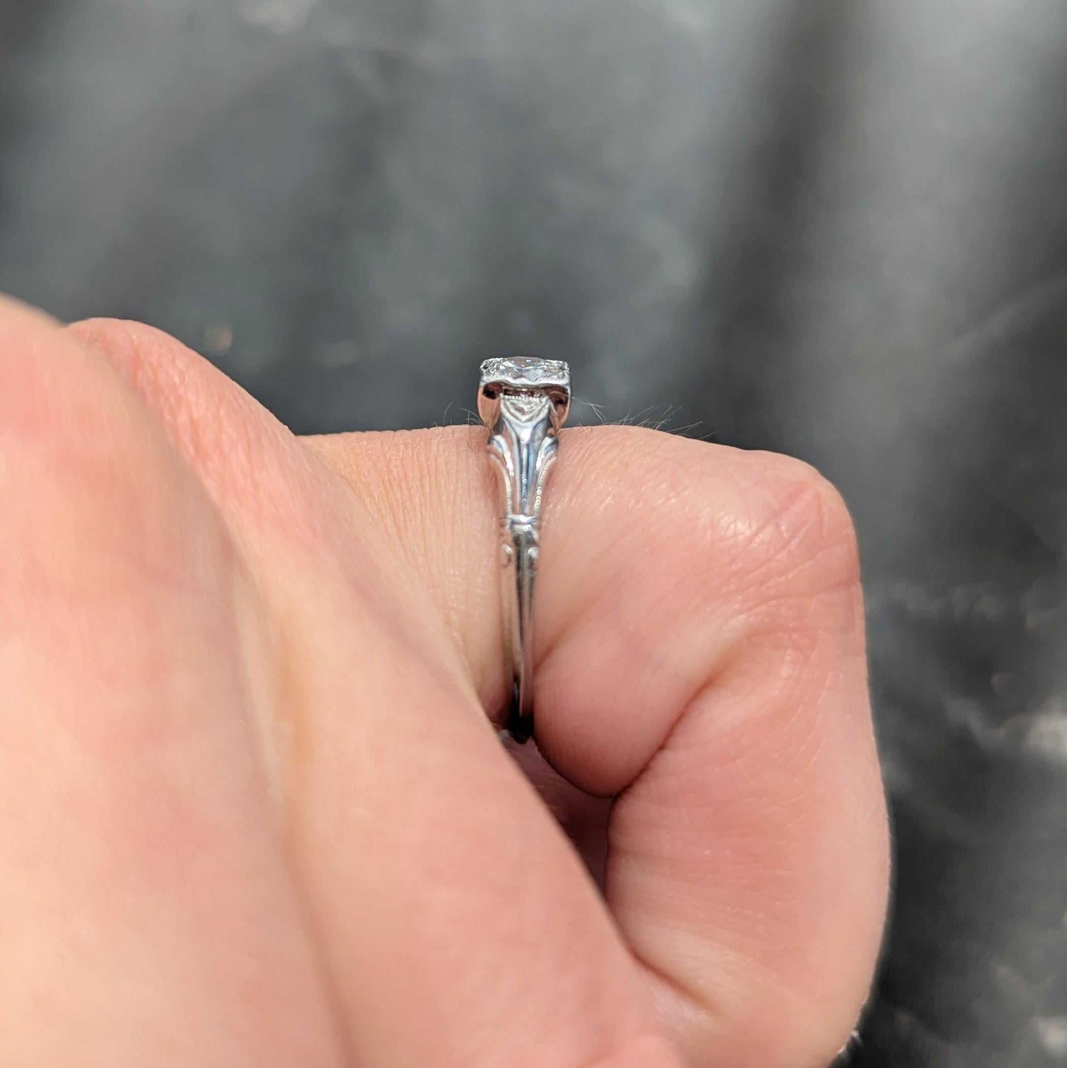 Art Deco Byard Brogan 0.36 CTW Diamond Platinum Square Form Engagement Ring