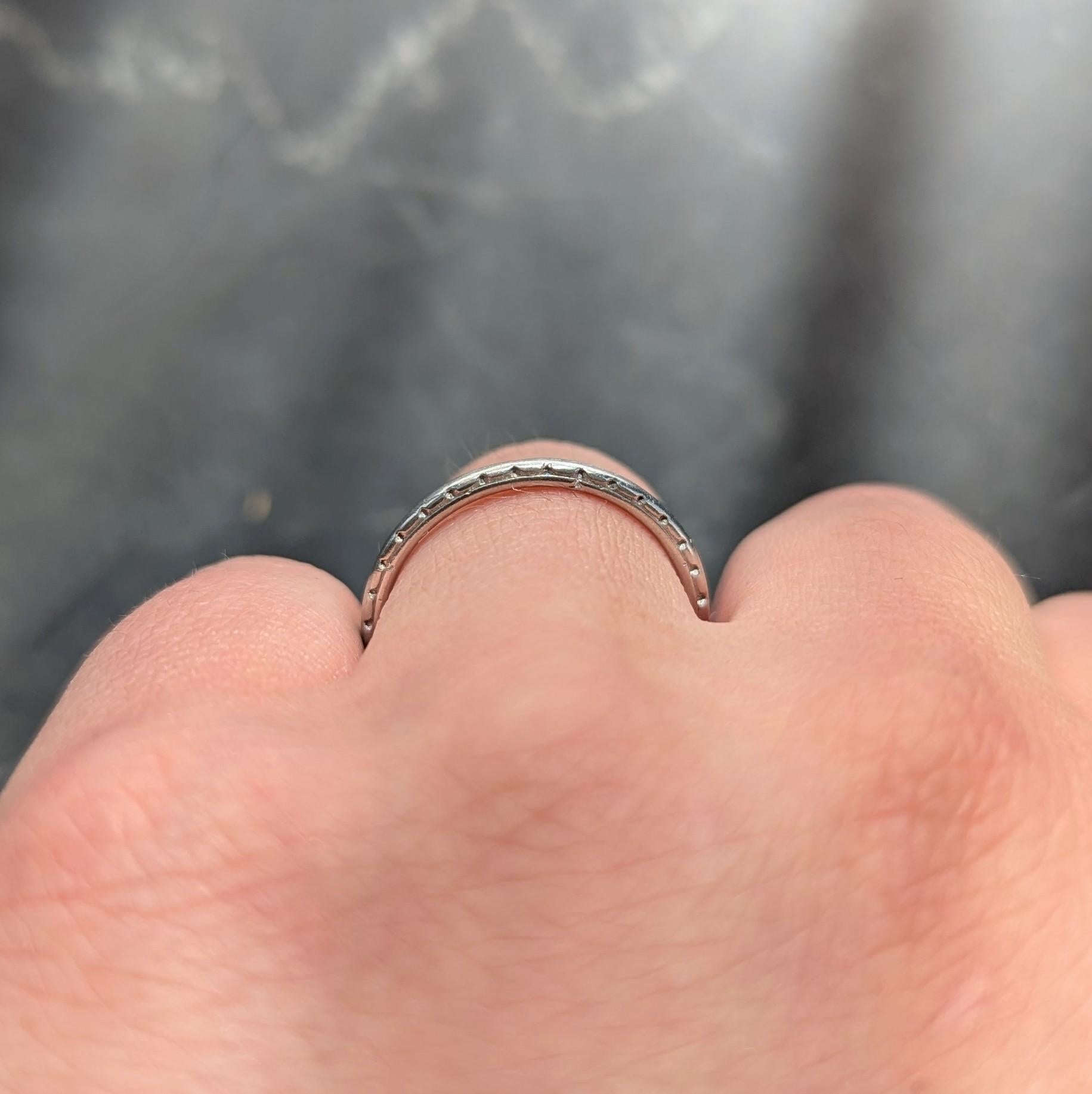 Art Deco 1925 Platinum Foliate Antique Wedding Band Ring