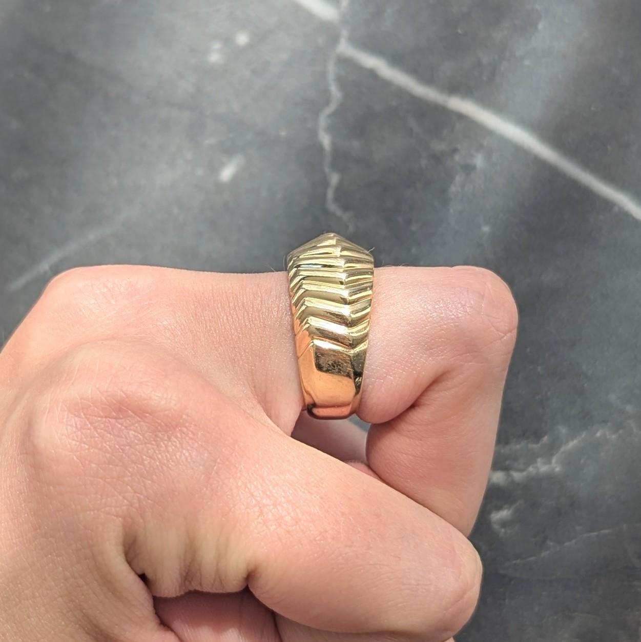 Tiffany & Co. 1998 18 Karat Yellow Gold Vintage Cordis Chevron Band Ring