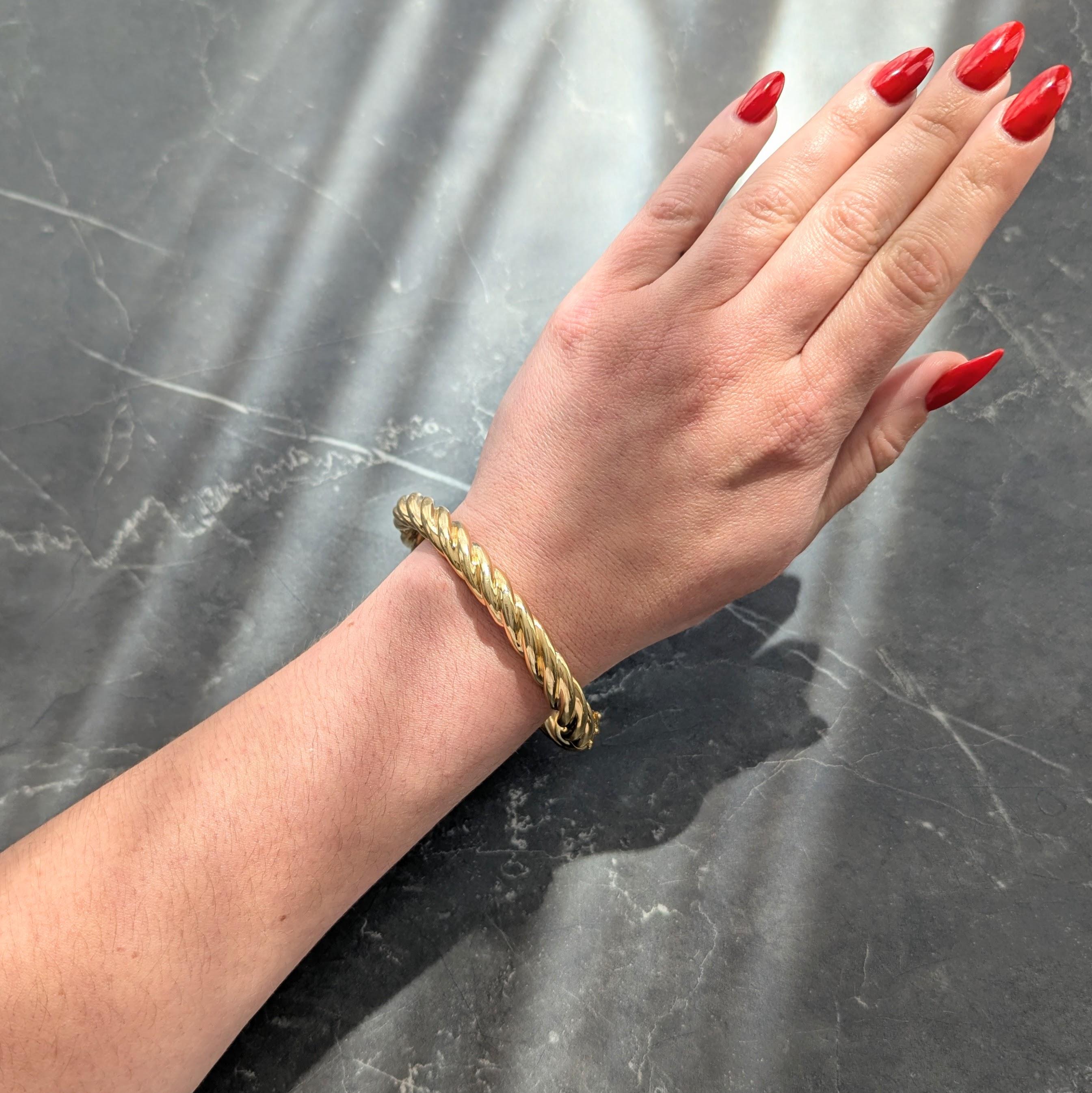 Tiffany & Co. 1990's 18 Karat Yellow Gold Vintage Twist Bangle Bracelet