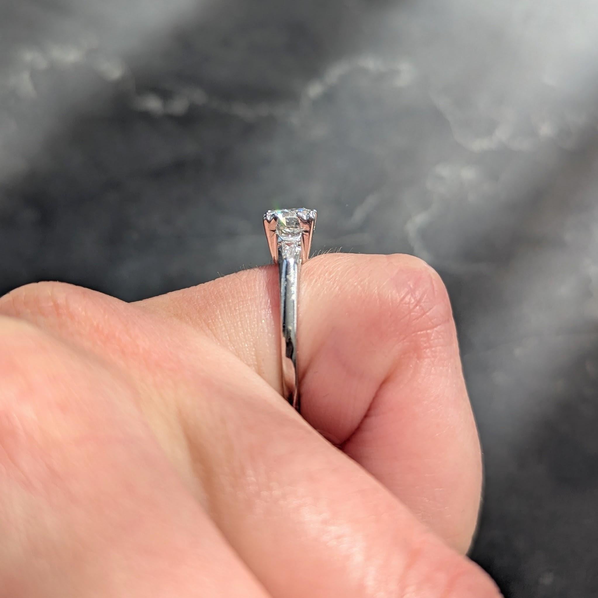 Mid-Century 0.76 CTW Transitional Cut Diamond 14K Gold Vintage Engagement Ring