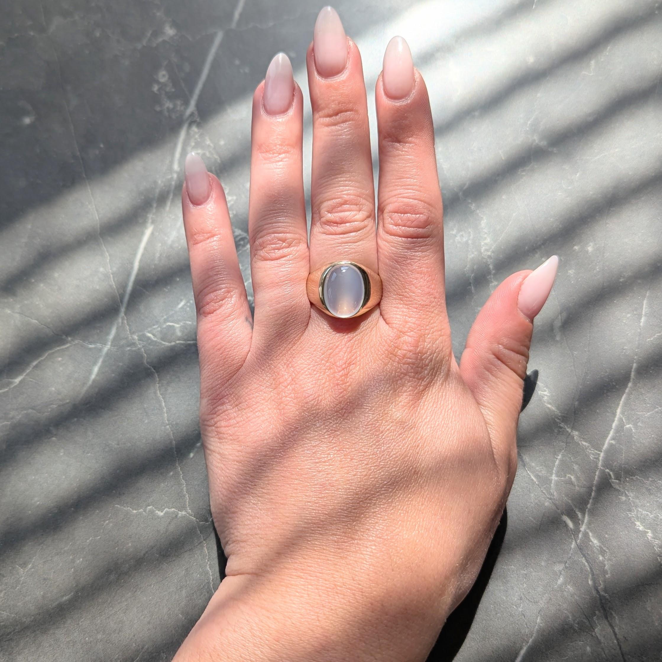 Victorian Moonstone 14 Karat Yellow Gold Antique Unisex Ring