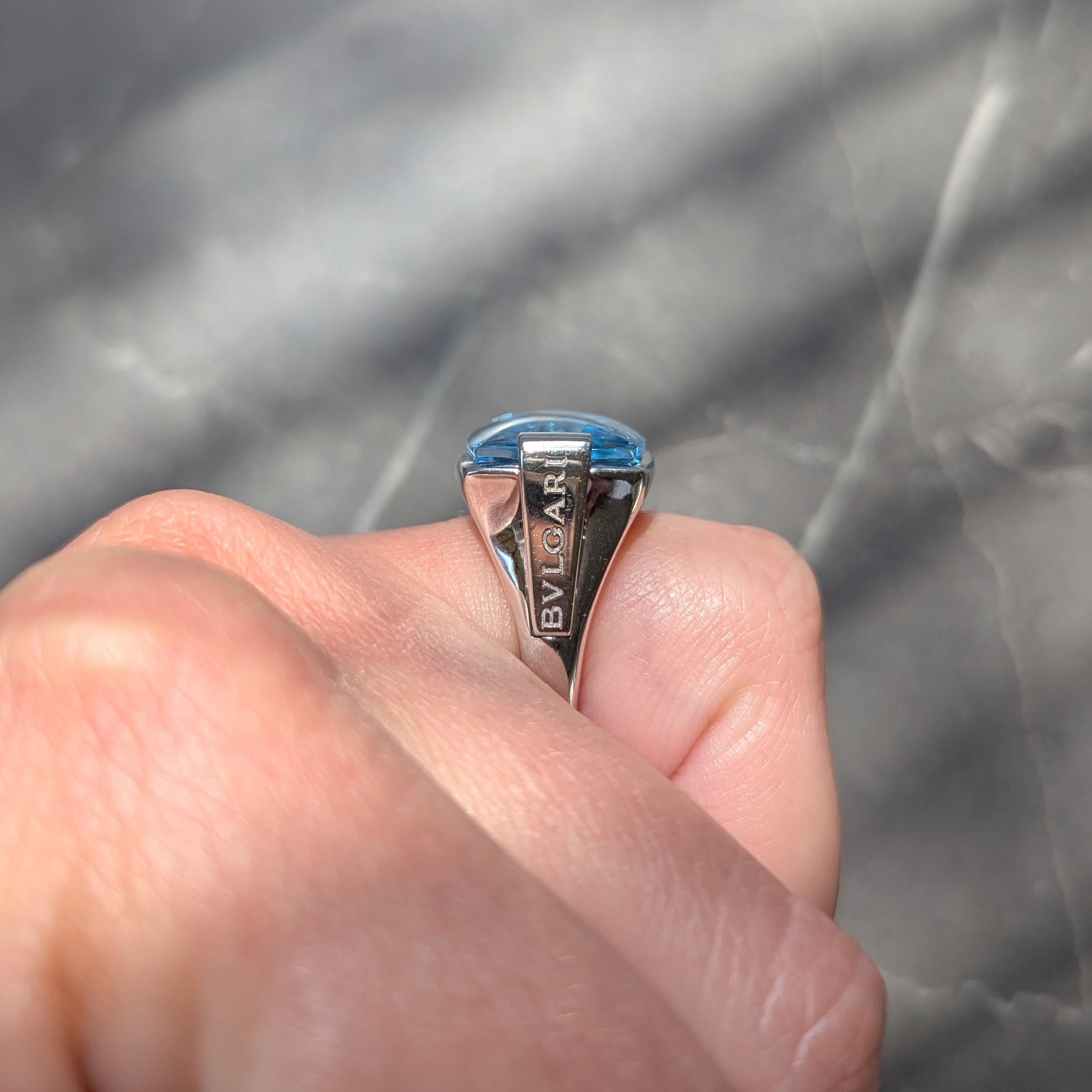 Bulgari 2000's Topaz 18 Karat White Gold Contemporary Metropolis Statement Ring