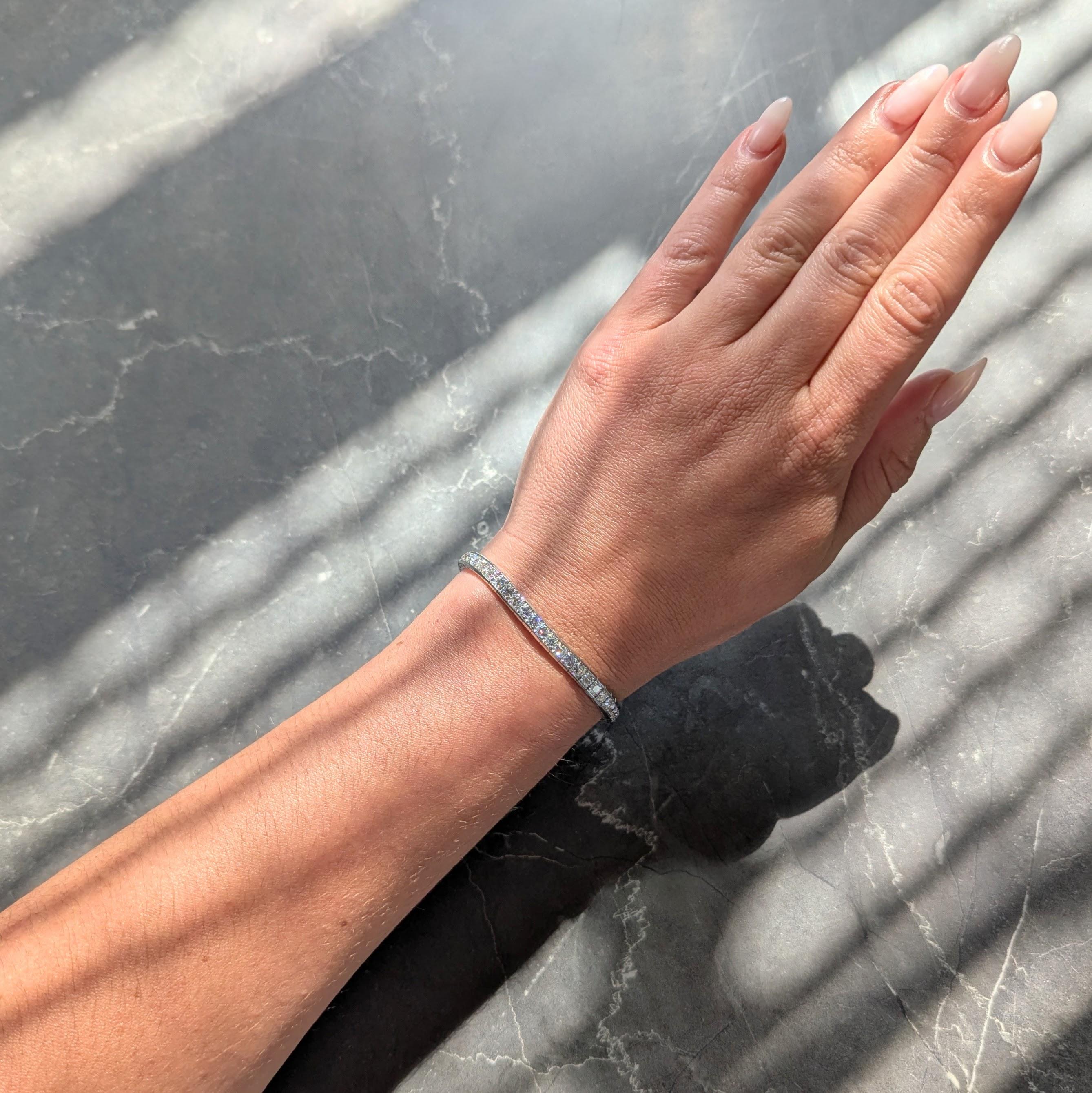 1950's Old European Cut Diamond Platinum Vintage Line Bracelet