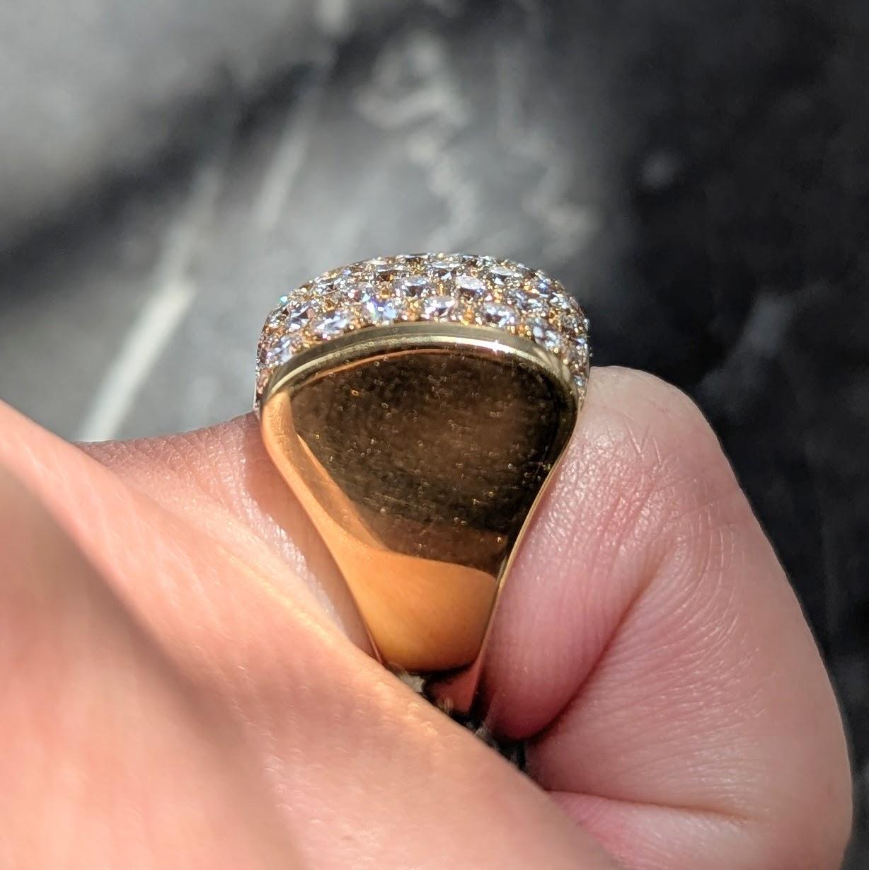 Bulgari 1990's Diamond 18 Karat Yellow Gold Vintage Tronchetto Cluster Ring