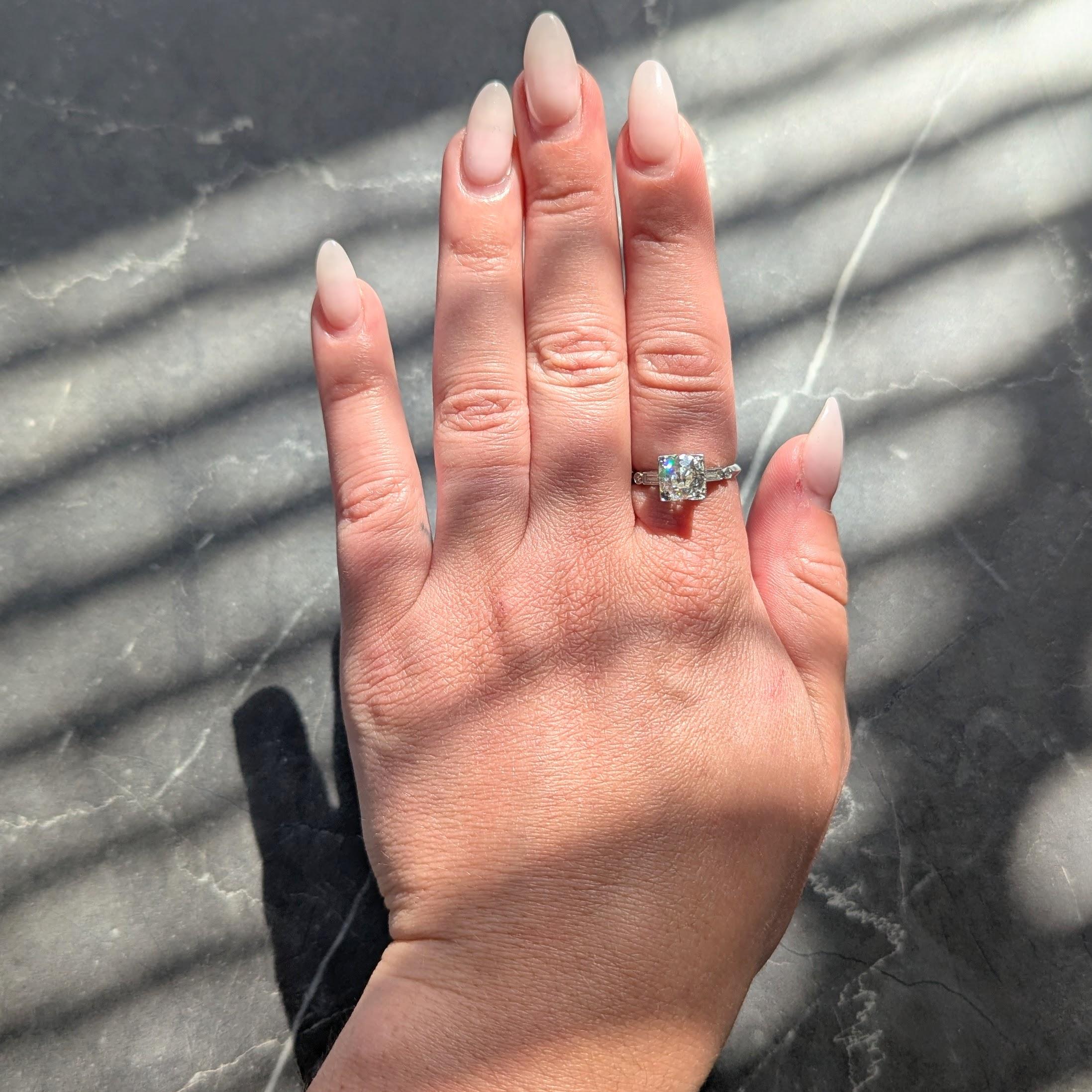 Mid-Century Old European Cut Diamond Platinum Vintage Engagement Ring
