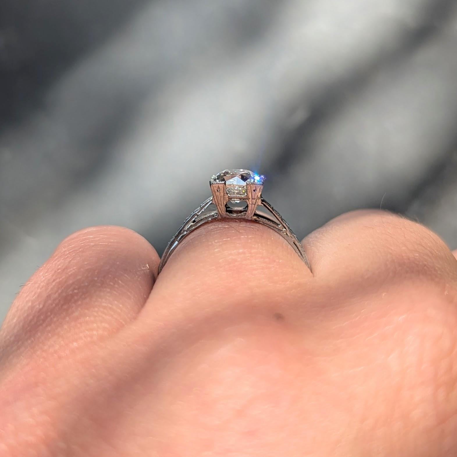 Art Deco Old European Diamond 18K Gold Vintage Orange Blossom Engagement Ring